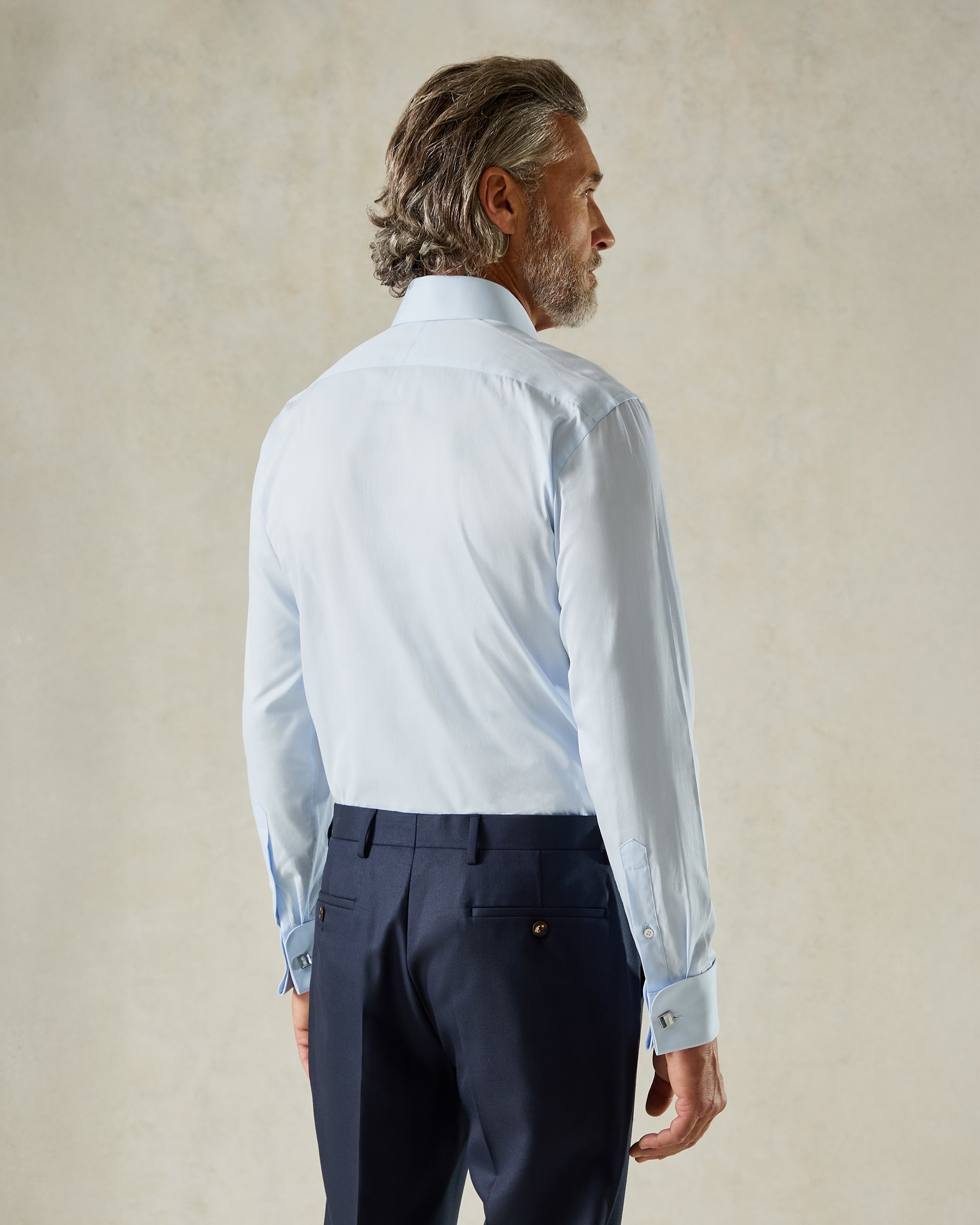 Mawbey Cut Away Double Cuff Shirt Blue