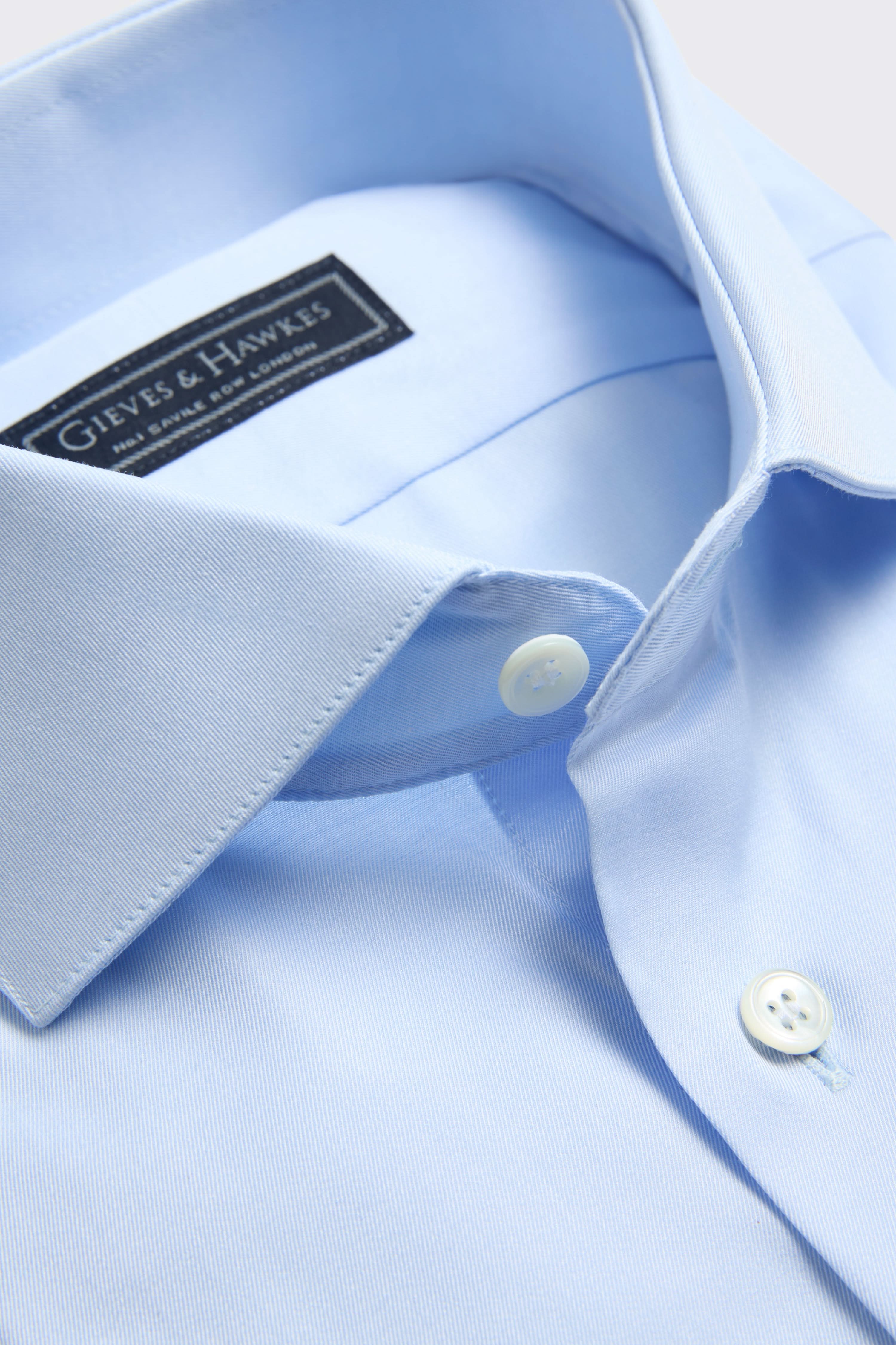 Mawbey Cotton Cut Away Double Cuff Shirt Blue