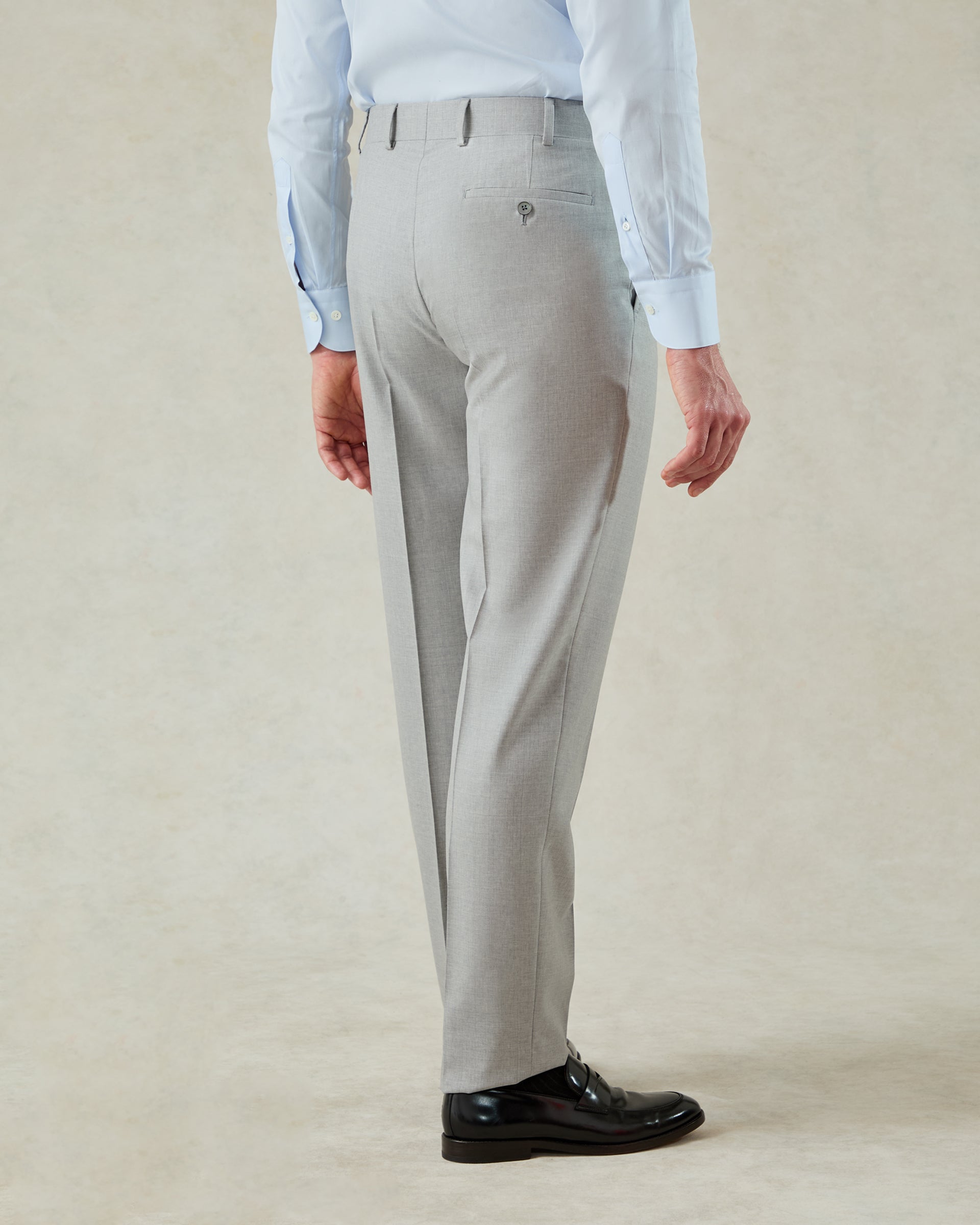 Livingstone Virgin Wool Pleat Trouser Light Grey