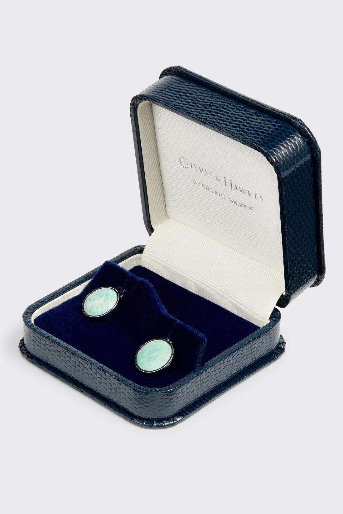 Tisdall Clint Sterling Silver Cufflinks Ice Blue Sodalite