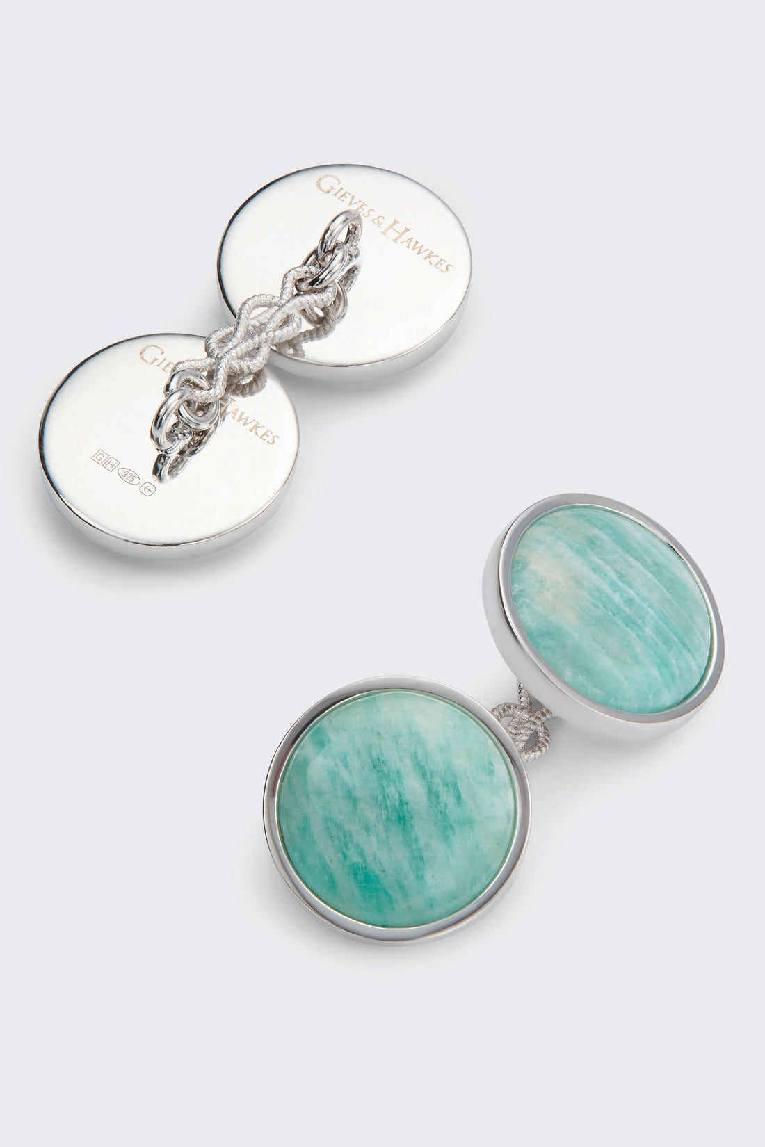 Tisdall Clint Sterling Silver Cufflinks Ice Blue Sodalite