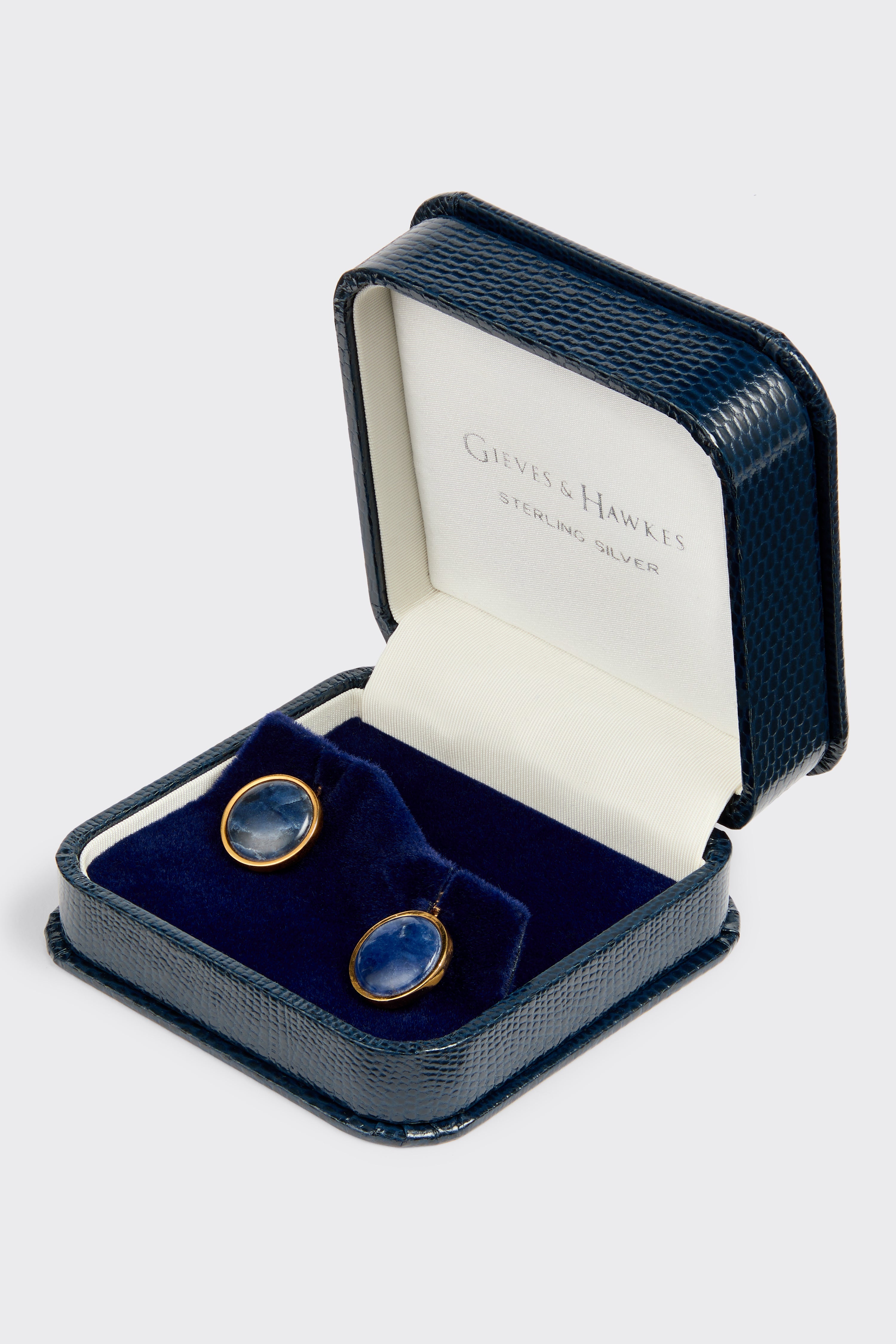 Tisdall Clint Sterling Silver Cufflinks Navy Sodalite
