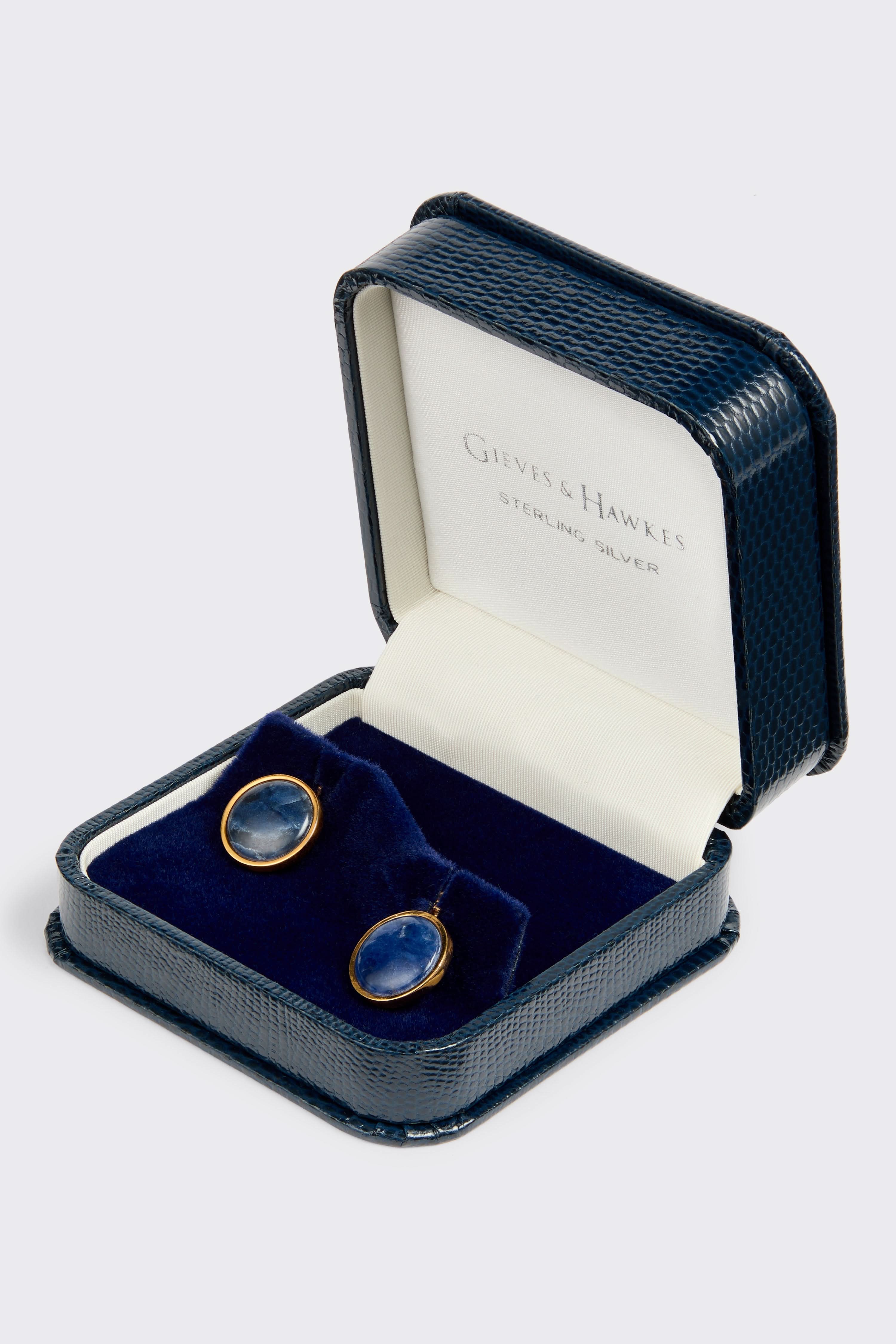 Tisdall Clint Sterling Silver Cufflinks Navy Sodalite