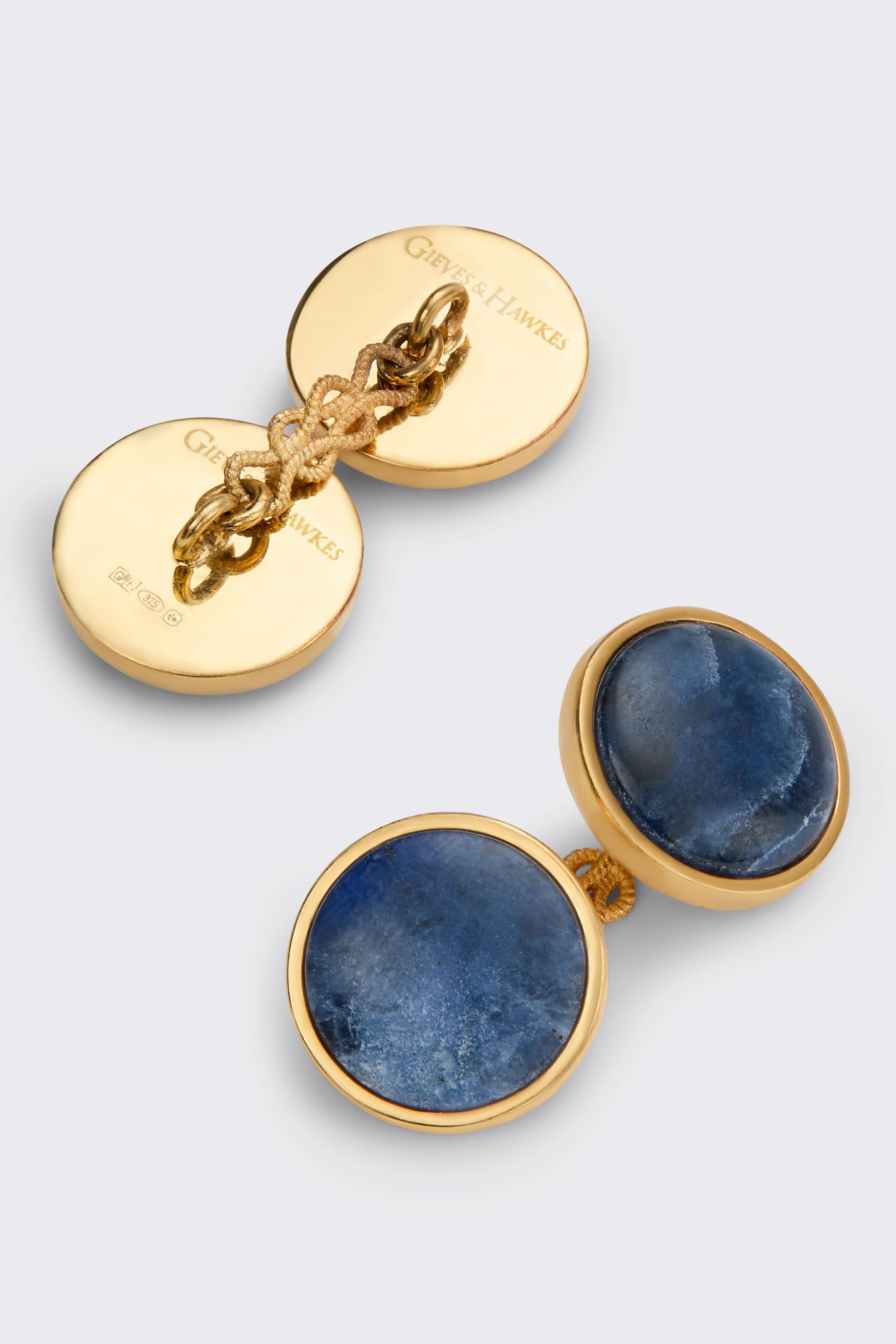 Tisdall Clint Sterling Silver Cufflinks Navy Sodalite