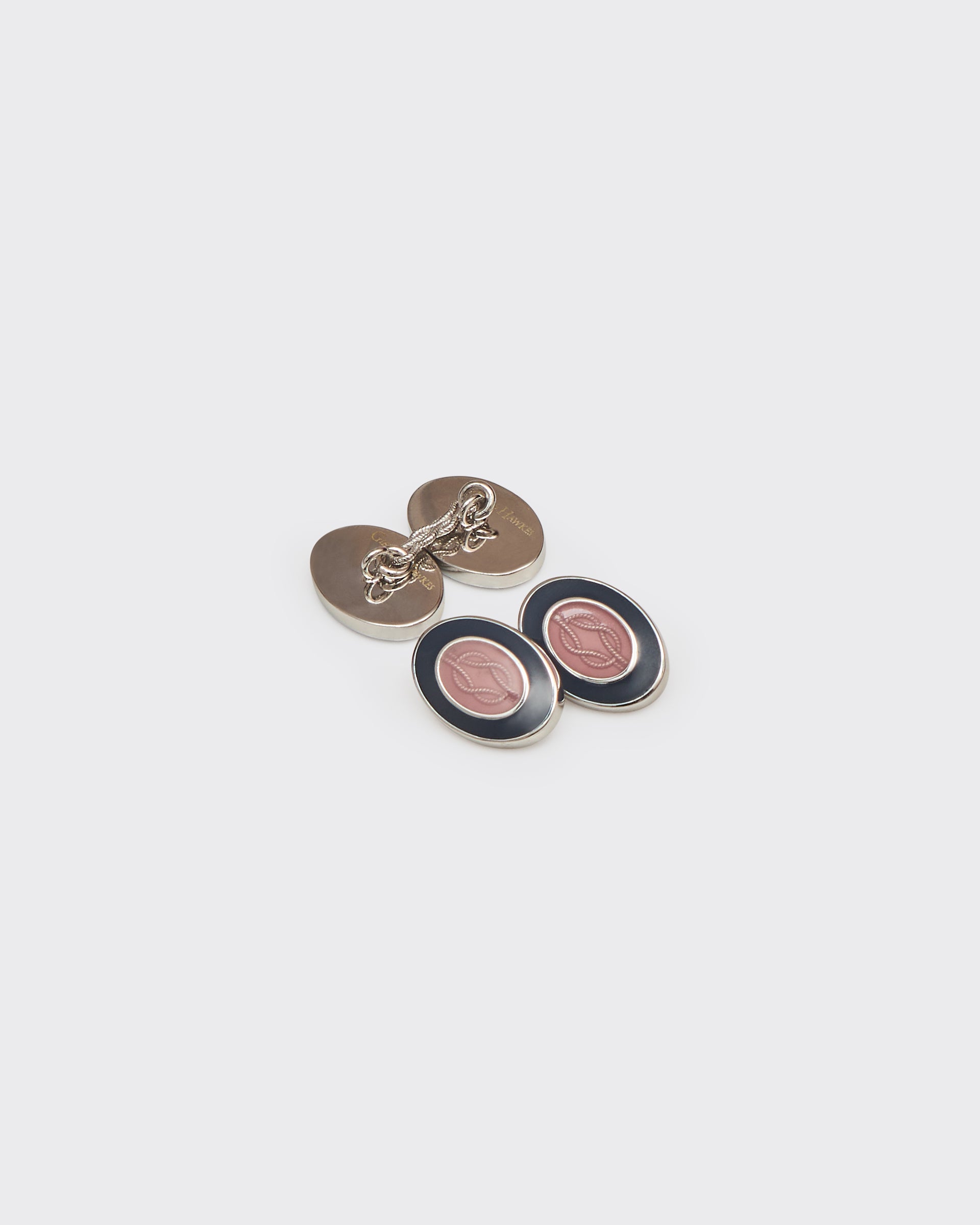 Langdon Cufflink Sterling Silver Oval Enamel