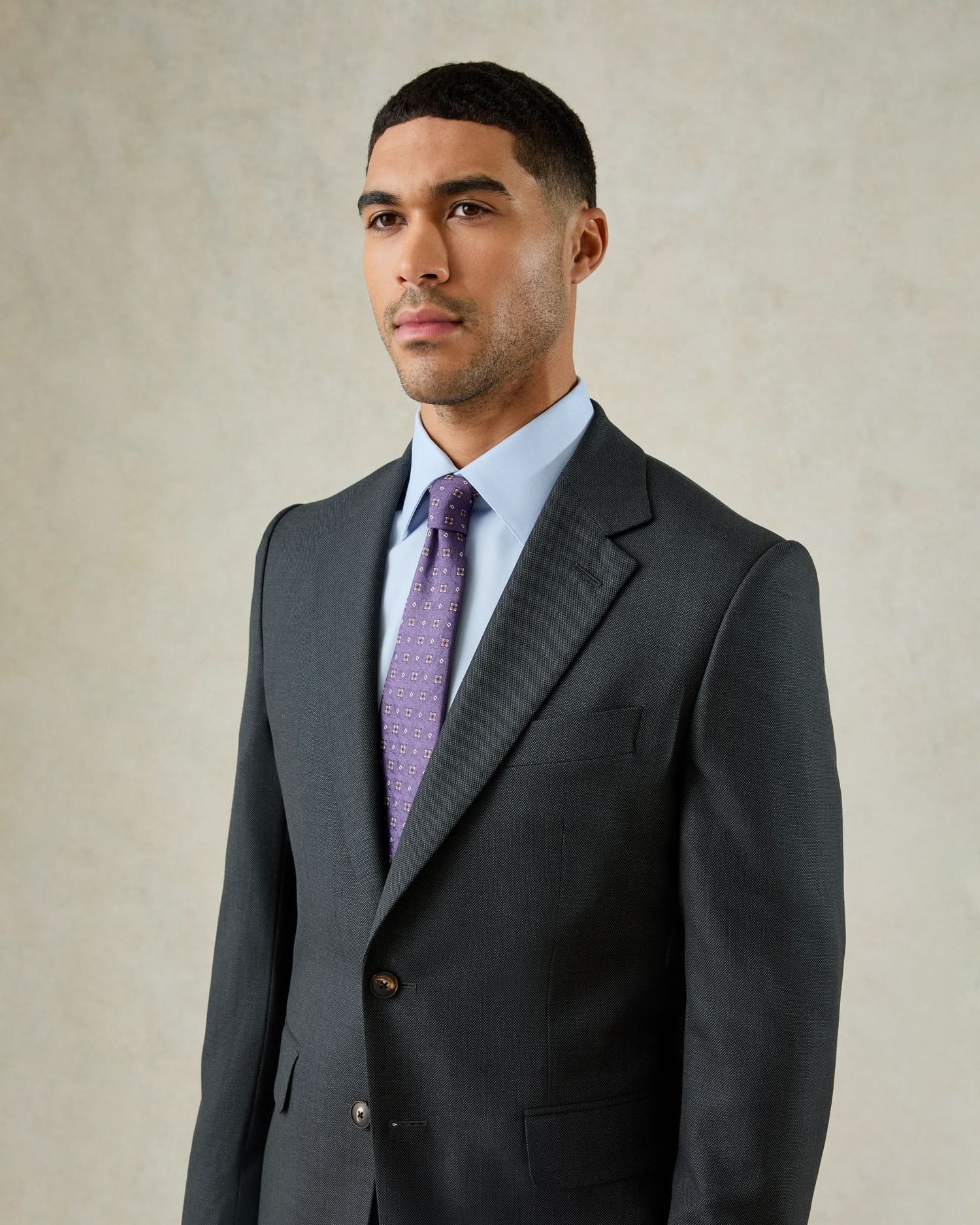 Jameson Virgin Wool Birdseye Suit Charcoal