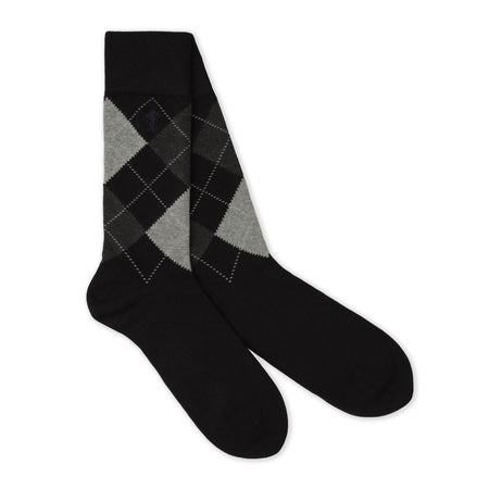 Argyle Knitted Socks Black