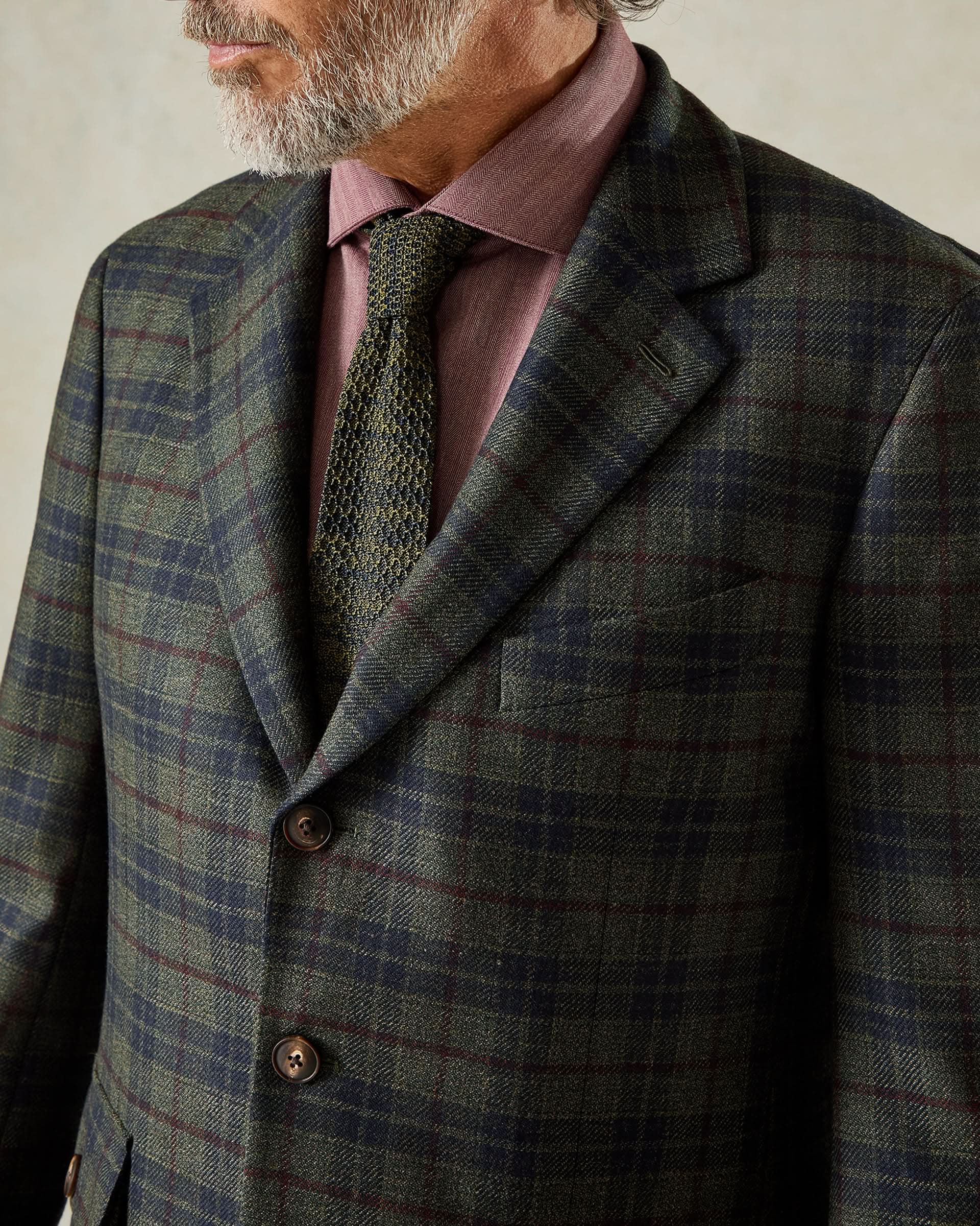 Asher Virgin Wool Check Blazer Green