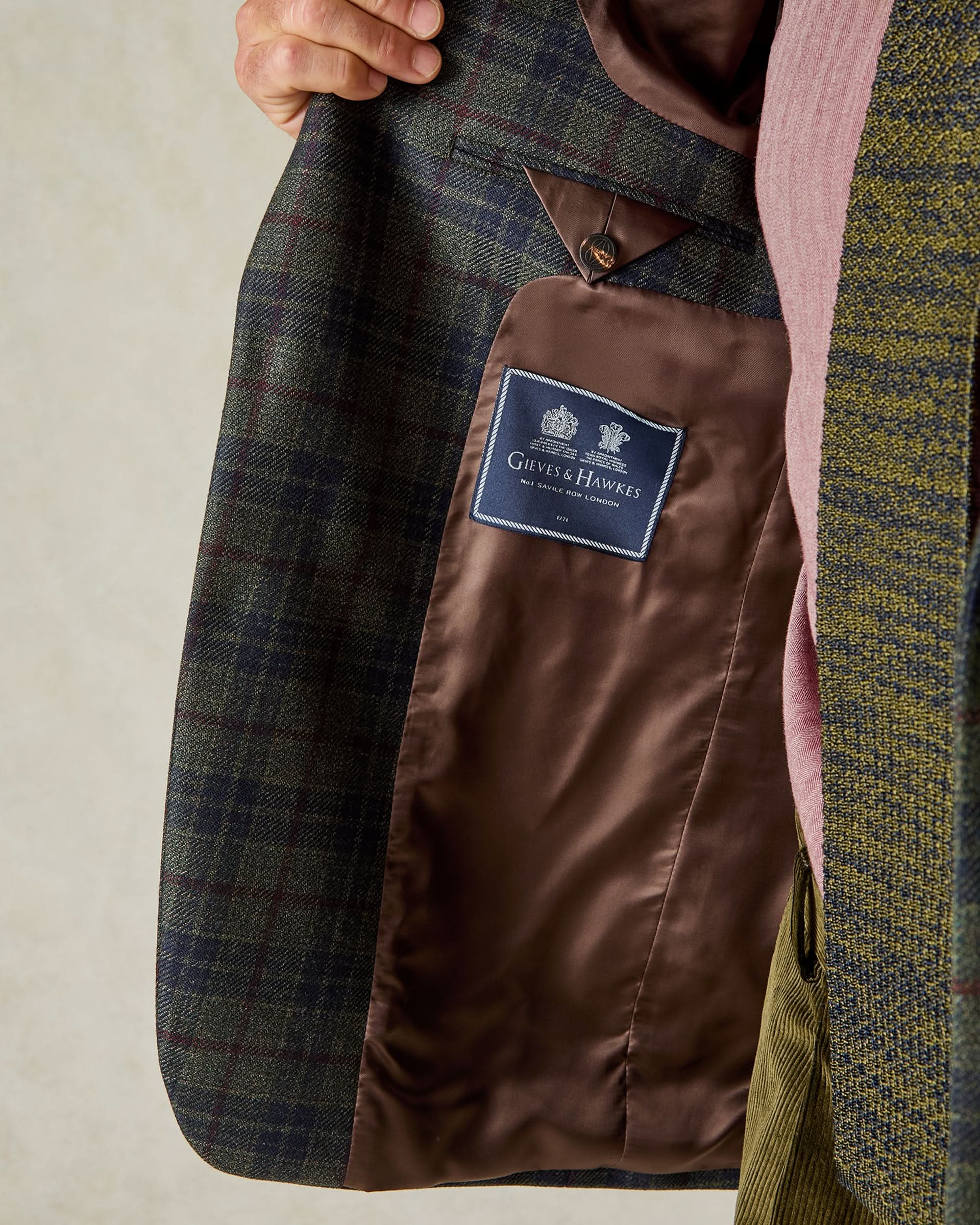 Asher Virgin Wool Check Blazer Green