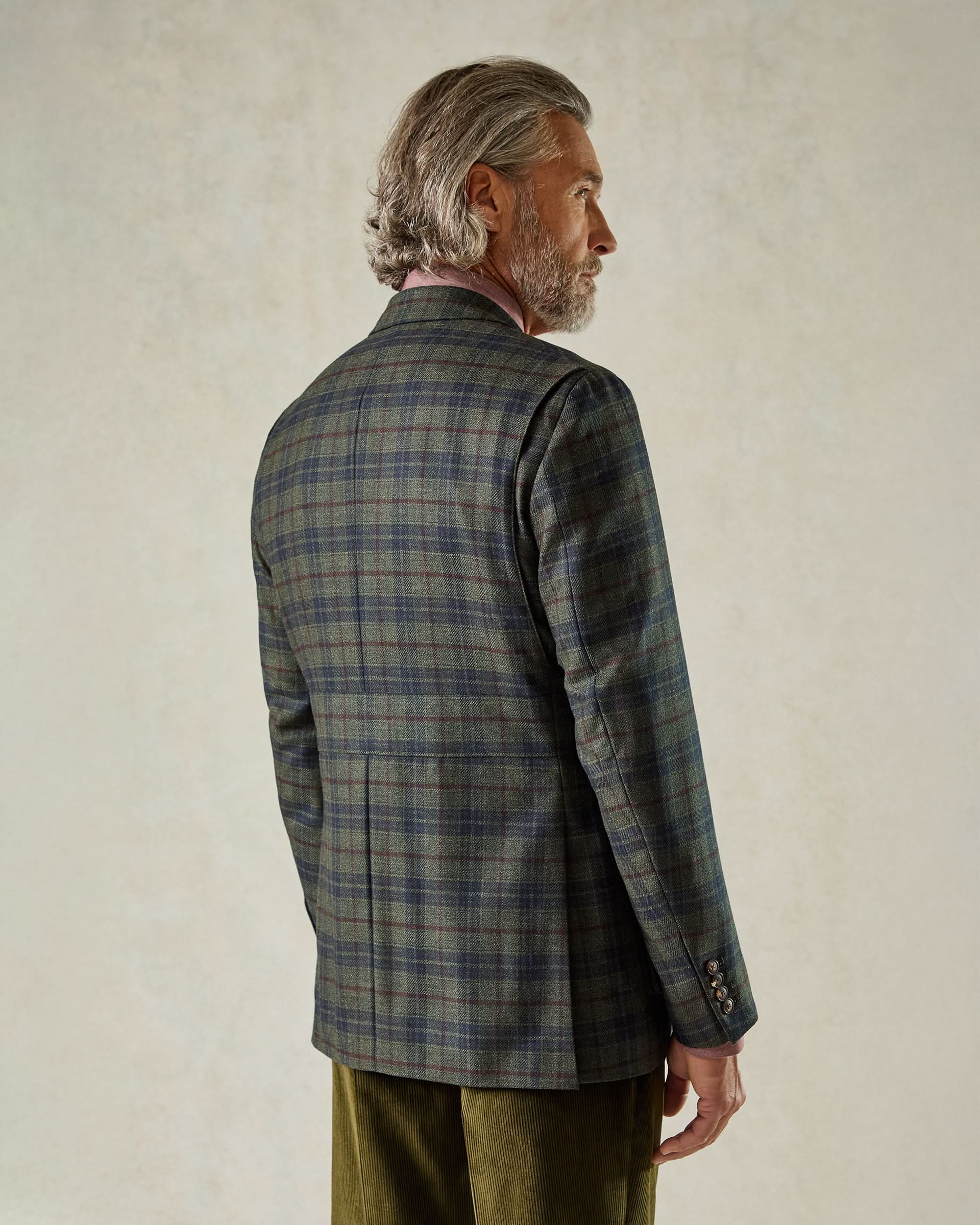 Asher Virgin Wool Check Blazer Green