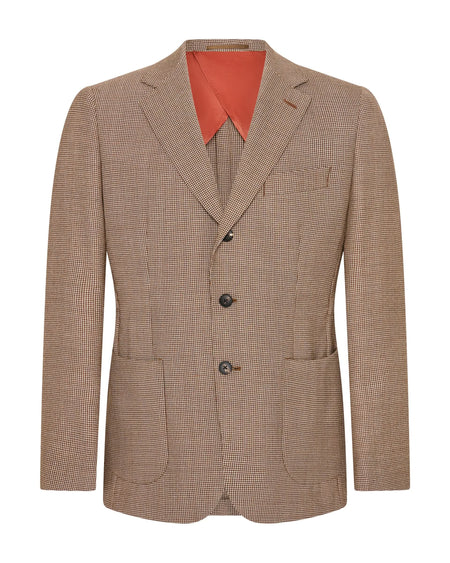 Beatty Merino Wool Puppytooth Blazer Burgundy/Wine