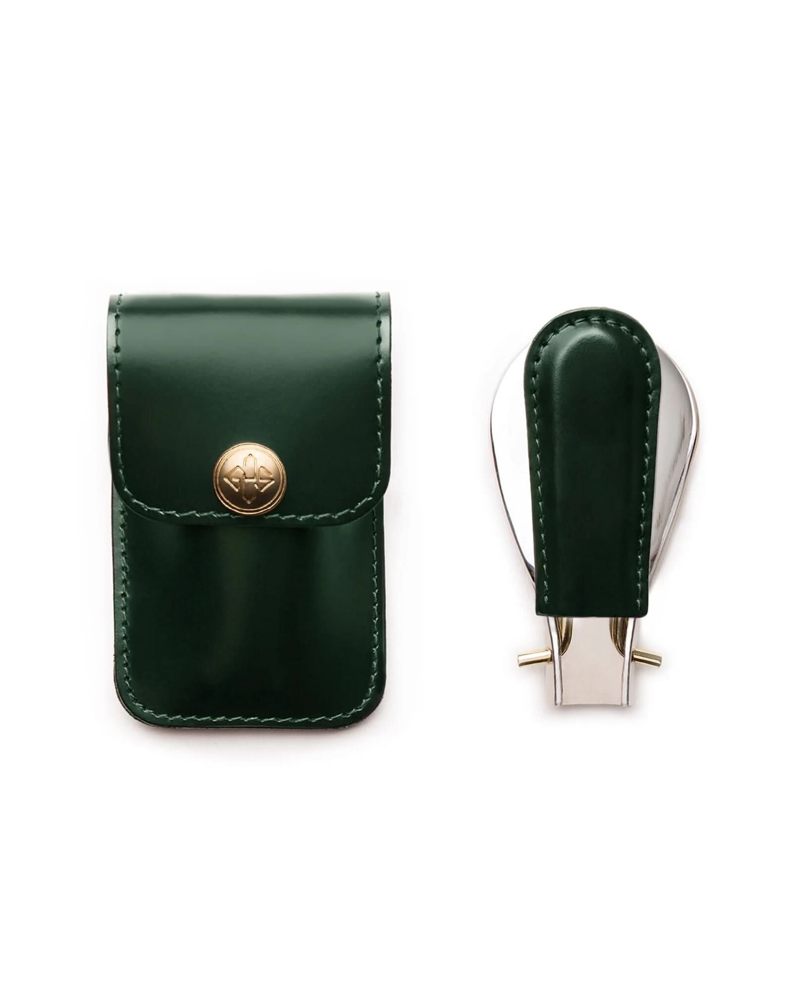 Bridle Hide Travel Shoe Horn Green