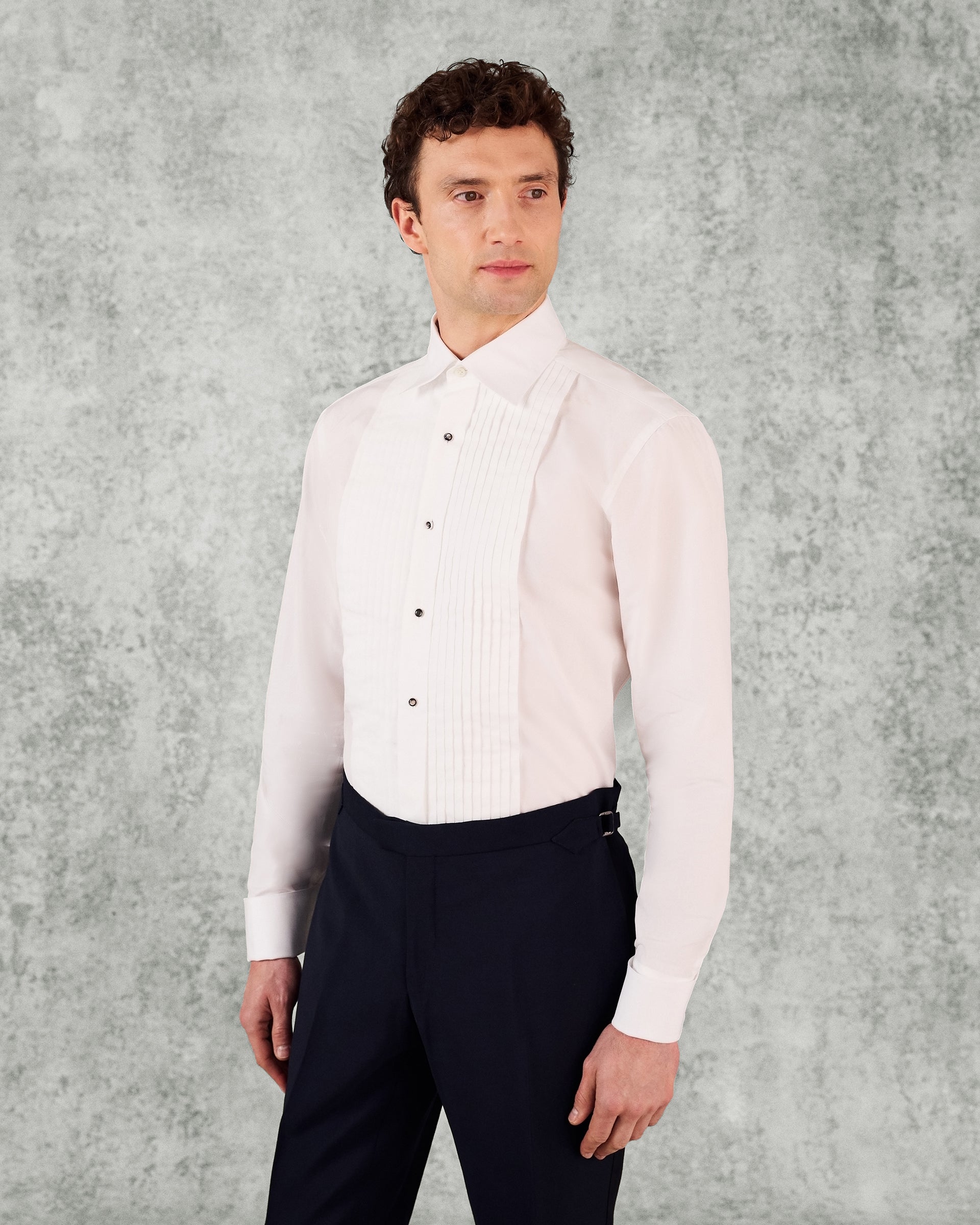 Bonham Pleated Evening Shirt White