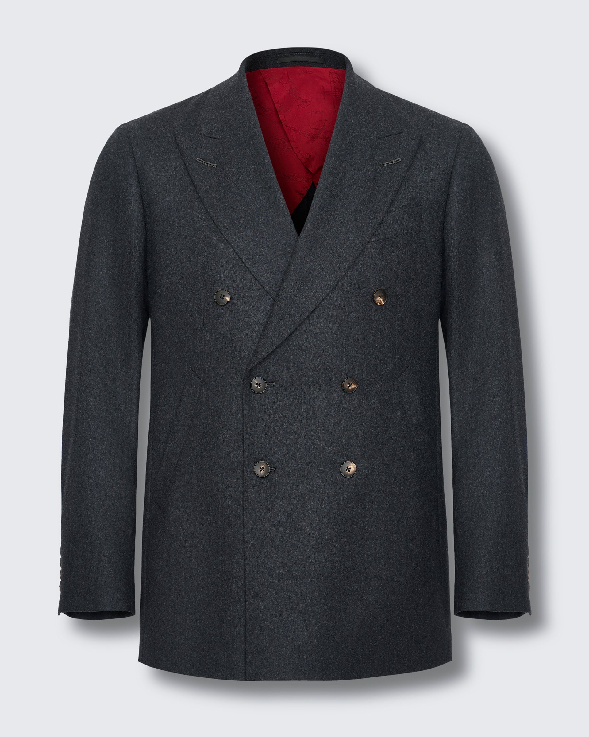 Bowles Wool Flannel Double Breasted Suit Jacket Grey