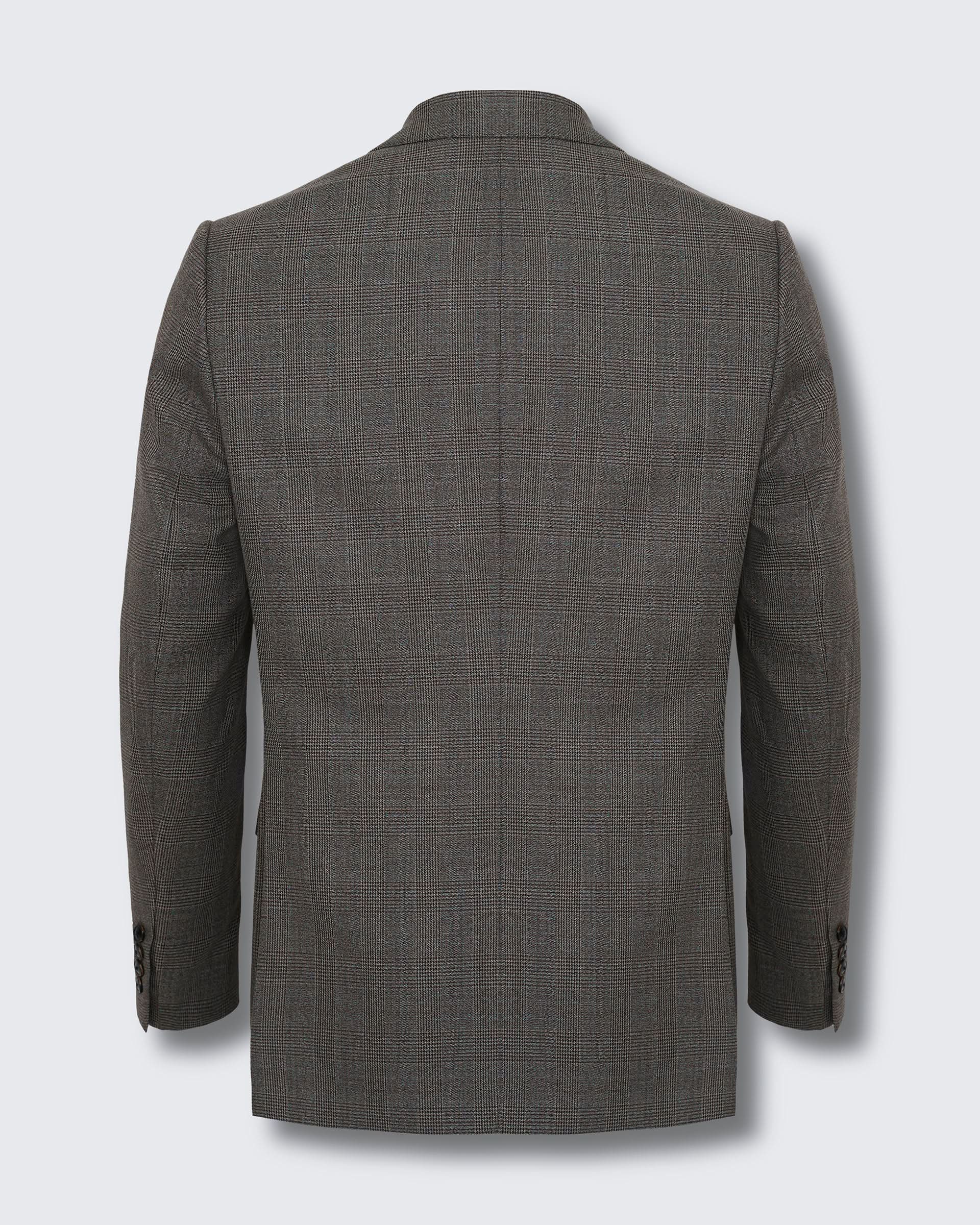 Bushell Virgin Wool Suit Jacket Brown Check