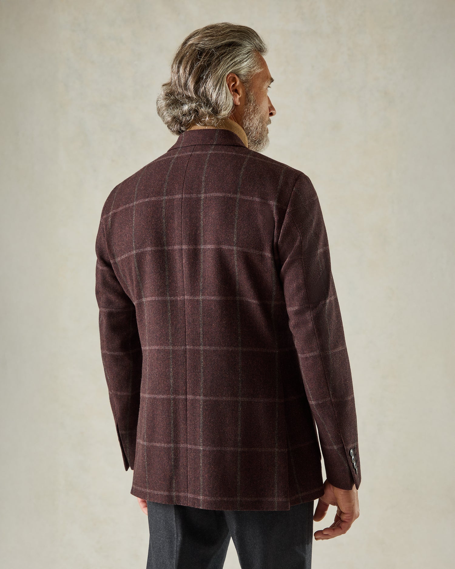 Baffin Virgin Wool Cashmere Windowpane Check Blazer