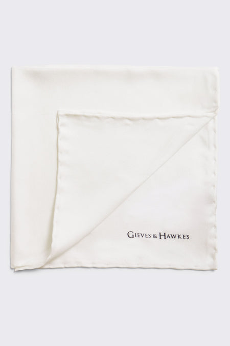 Barne Silk Pocket Square White