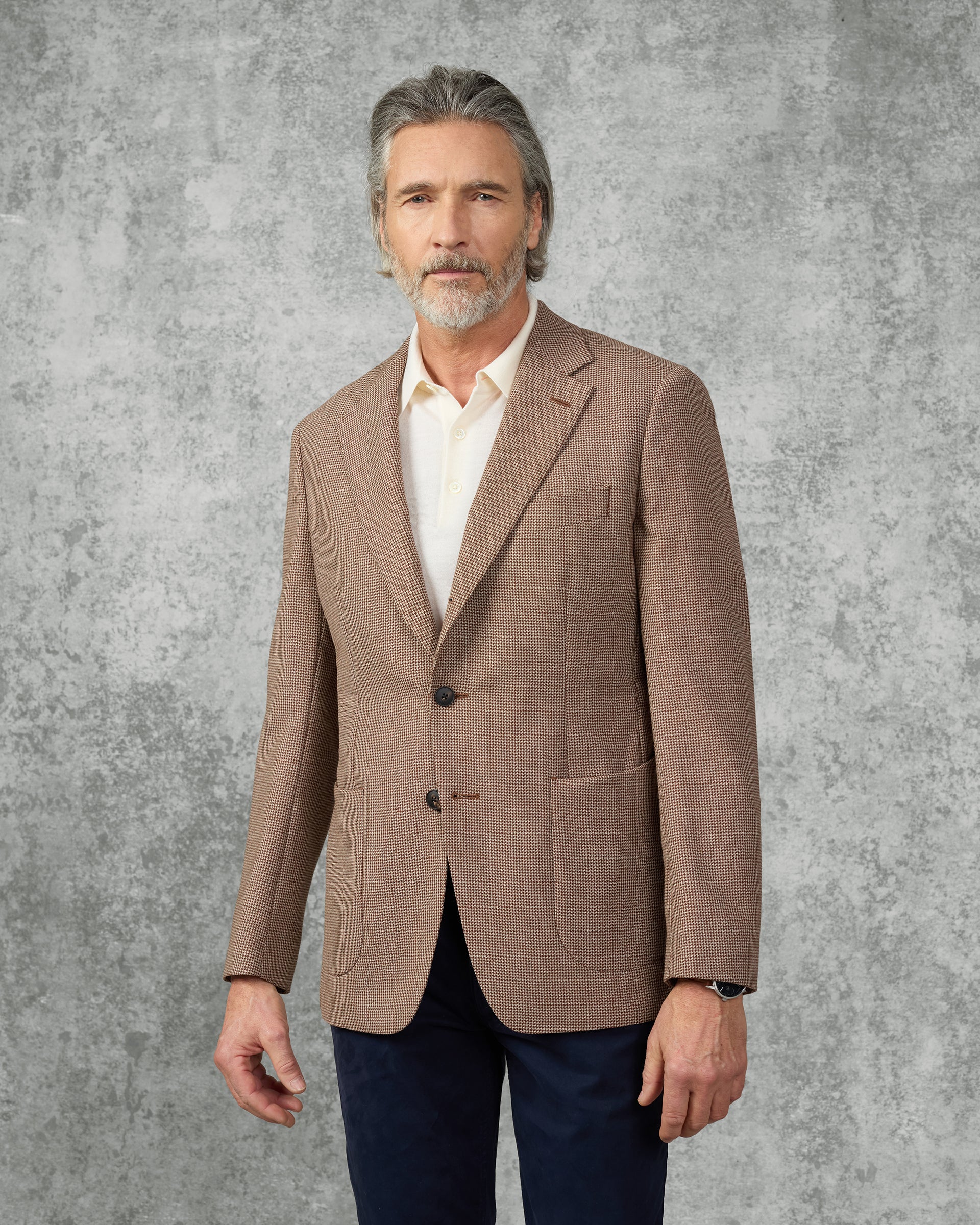 Beatty Merino Wool Puppytooth Blazer Burgundy/Wine