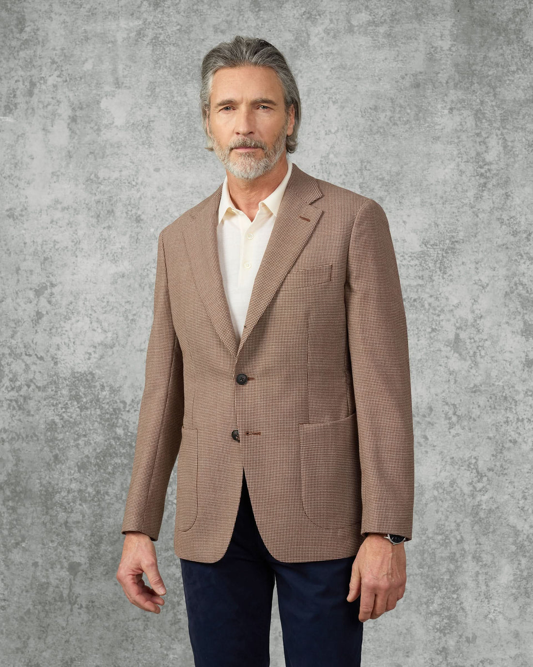 Beatty Merino Wool Puppytooth Blazer Burgundy/Wine