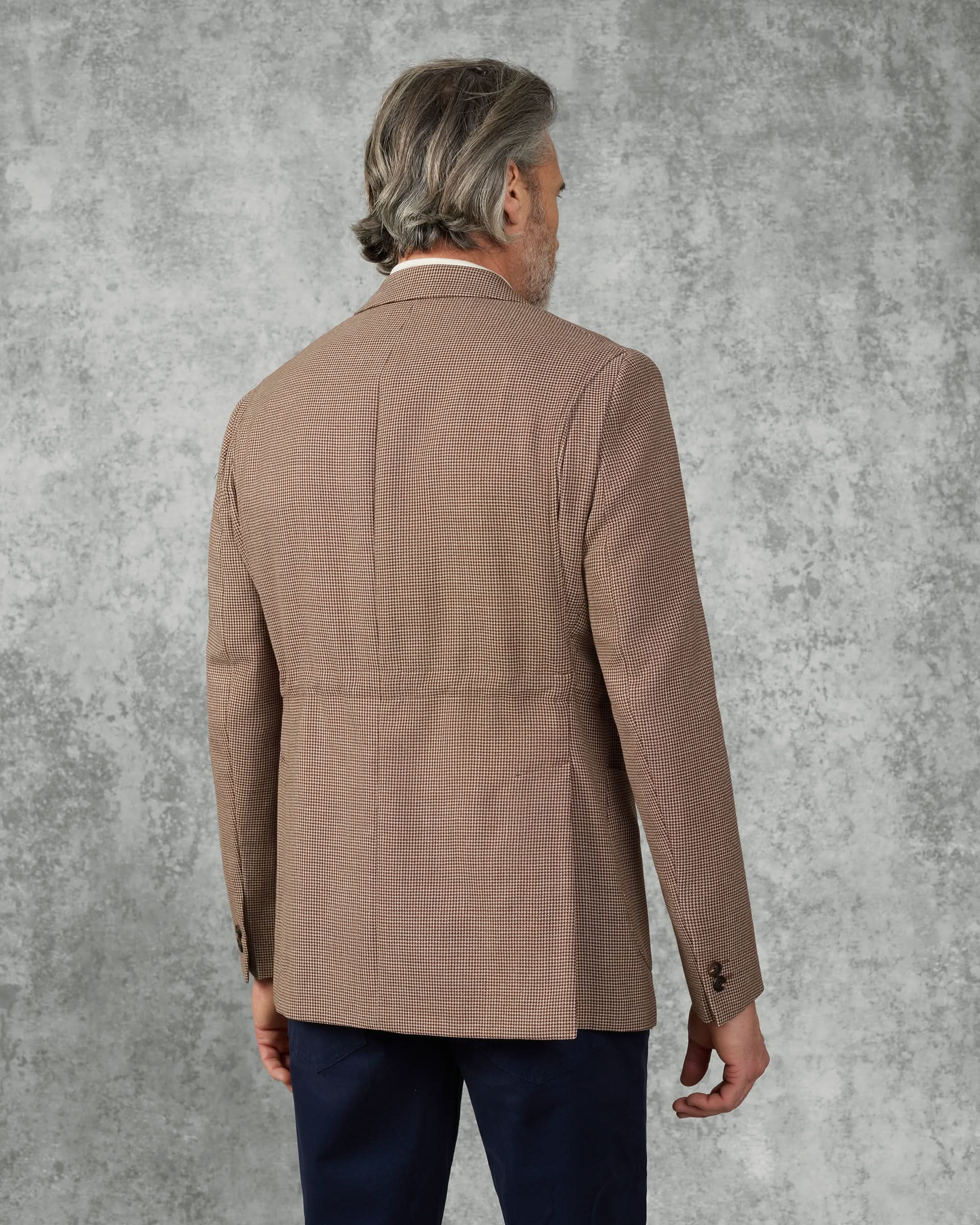 Beatty Merino Wool Puppytooth Blazer Burgundy/Wine