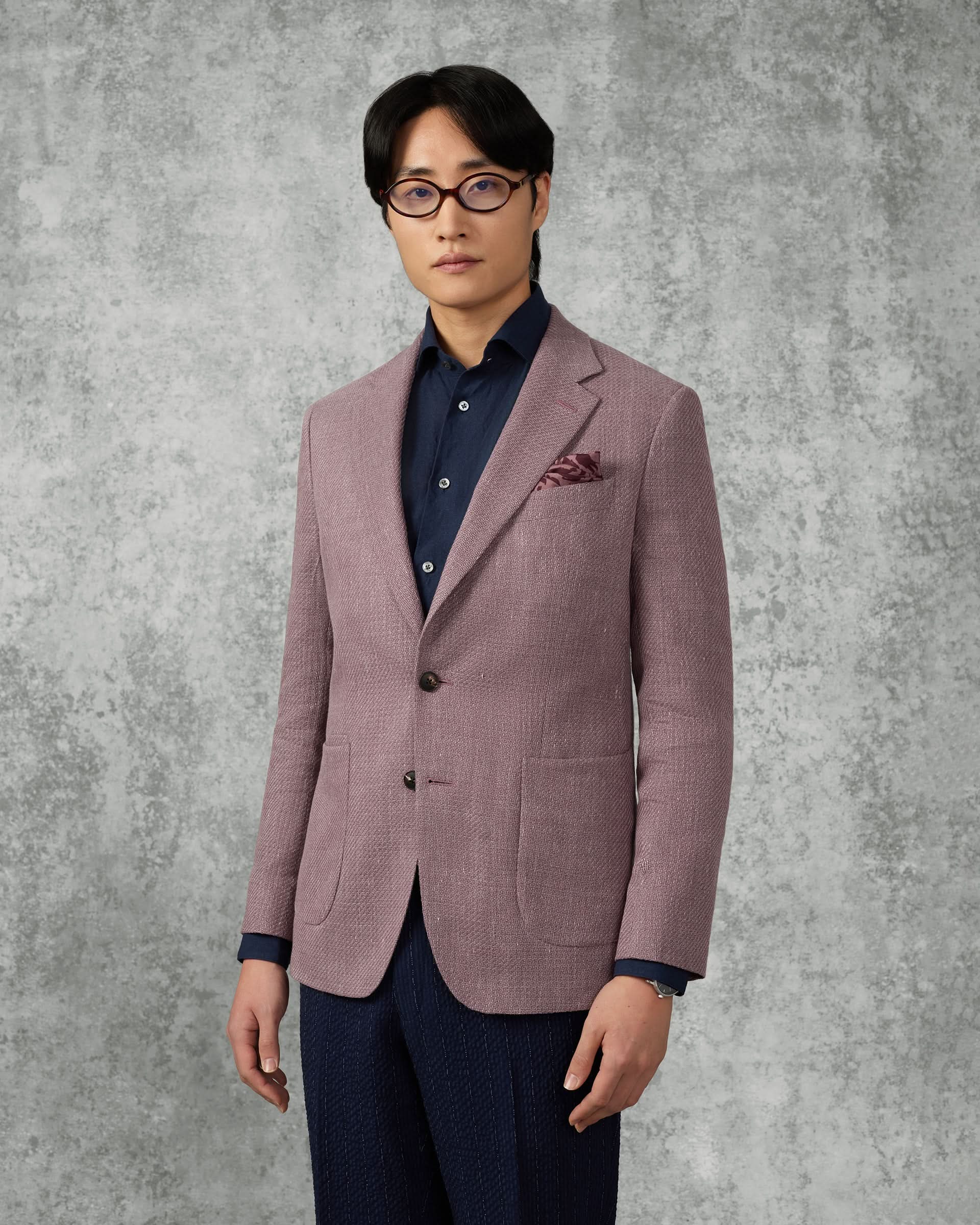 Bligh Virgin Wool & Linen Textured Blazer Mauve