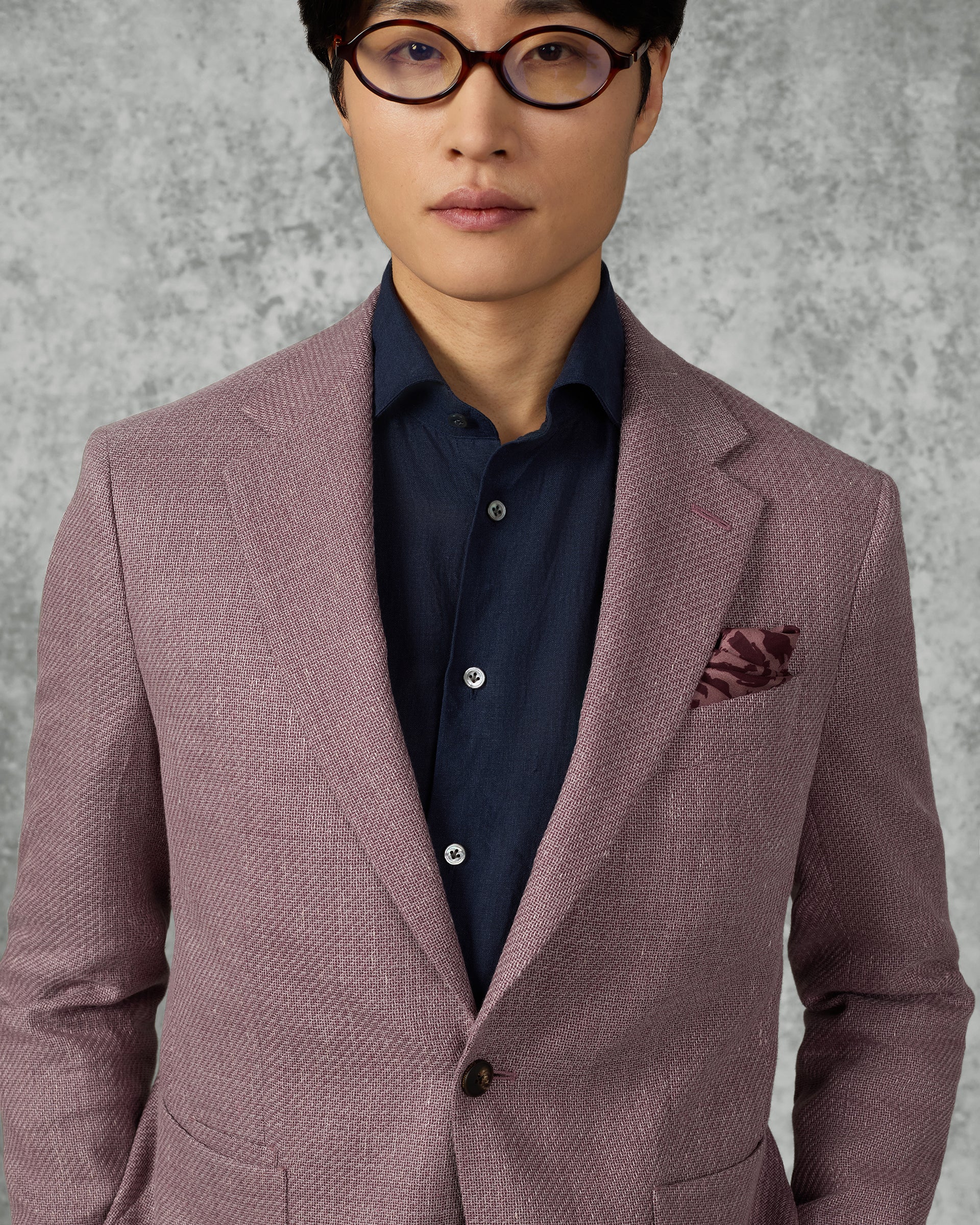 Bligh Virgin Wool & Linen Textured Blazer Mauve