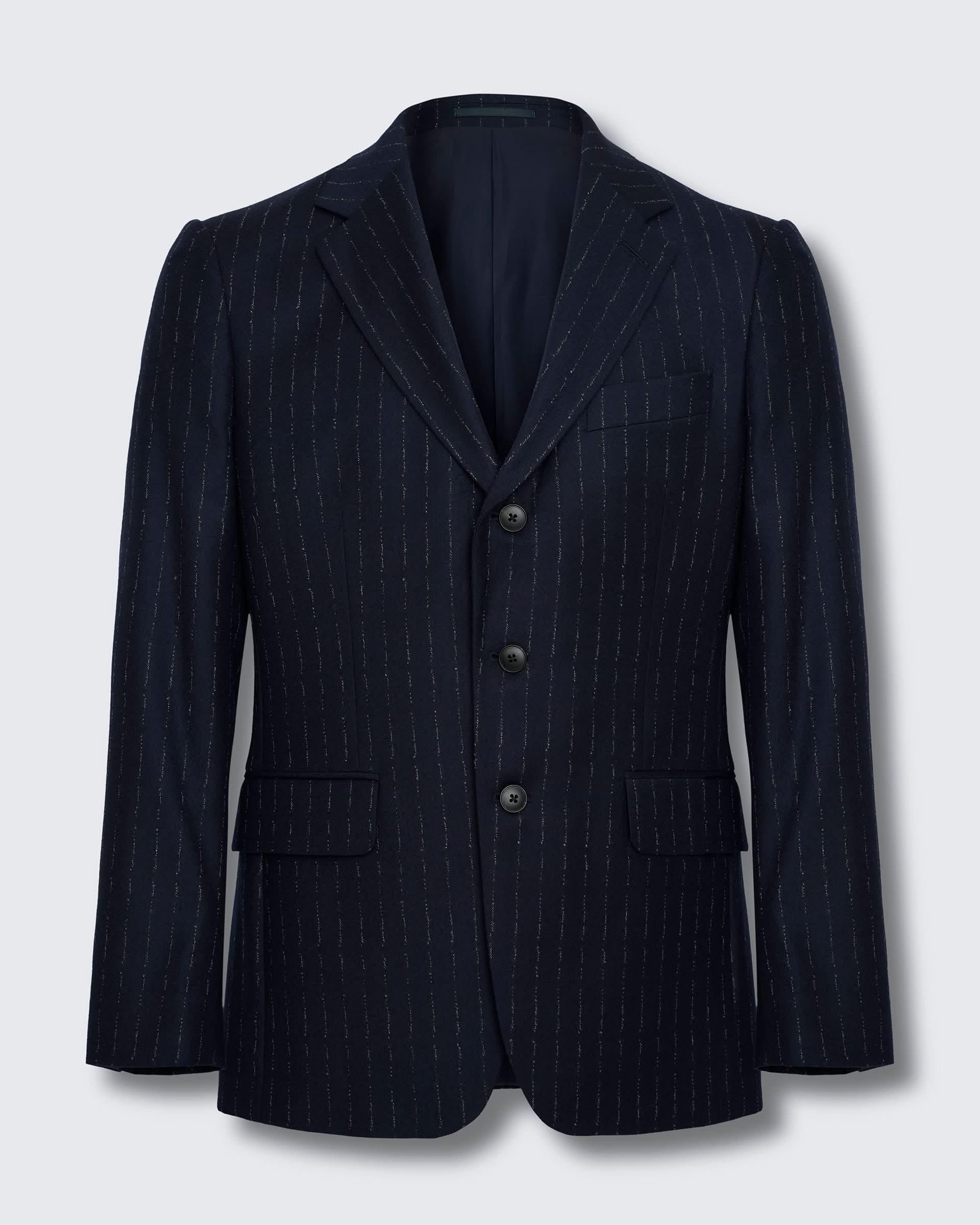 Churchill Suit Jacket Navy Morse Code Flannel