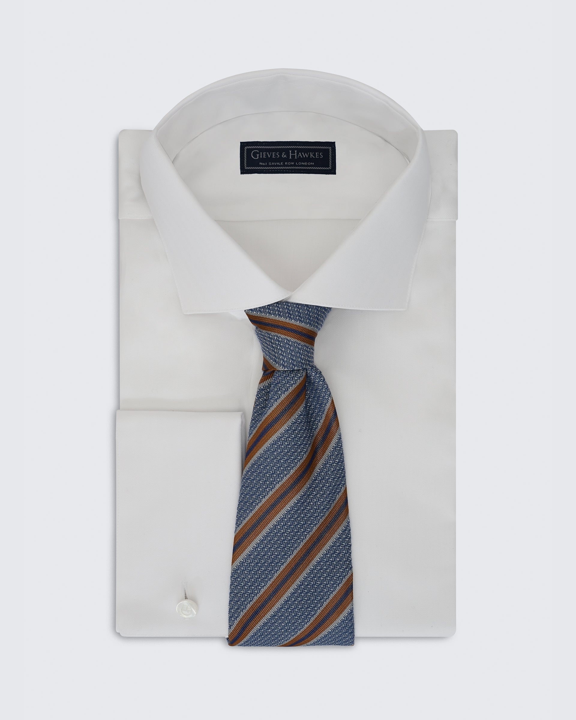 Carberry Silk & Wool Brown & Blue Stripe Tie