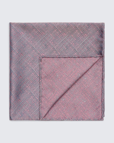 Barne Pocket Square Pink/Blue Crosshatch