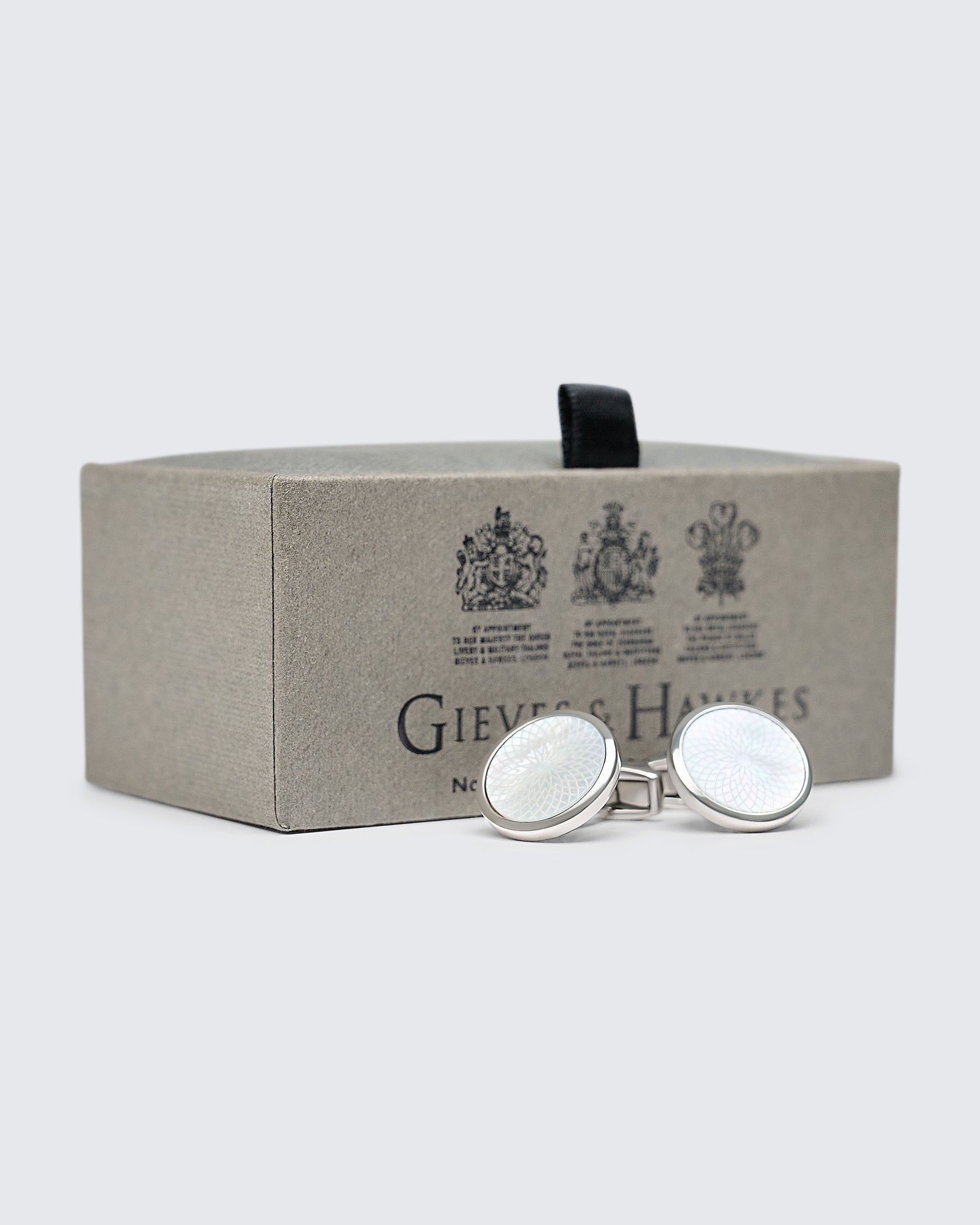 Guilloche Round Cufflink Silver