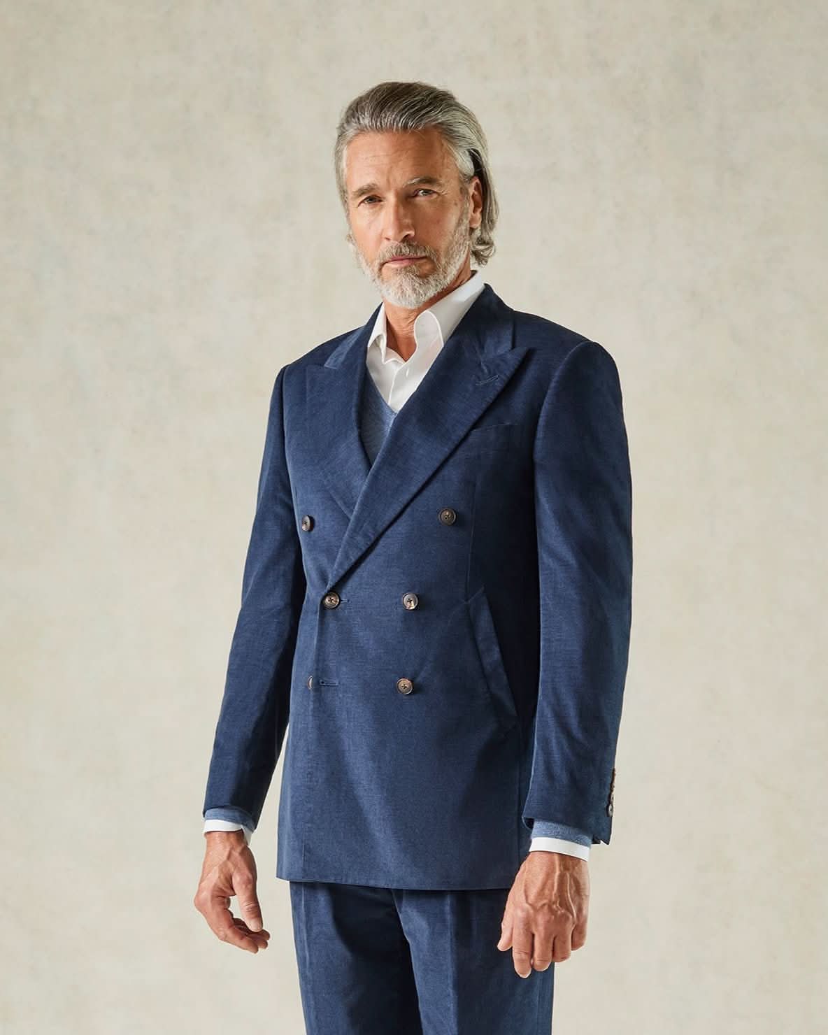 Cavendish Cotton Baby Cord Suit Jacket Navy