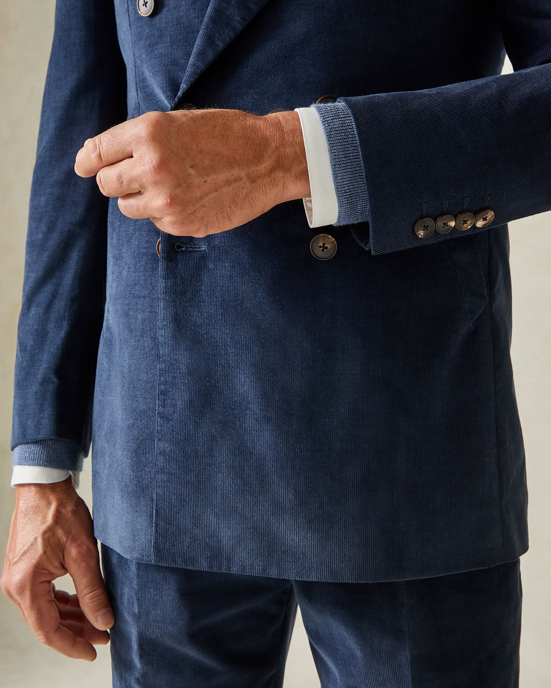 Cavendish Cotton Baby Cord Suit Jacket Navy