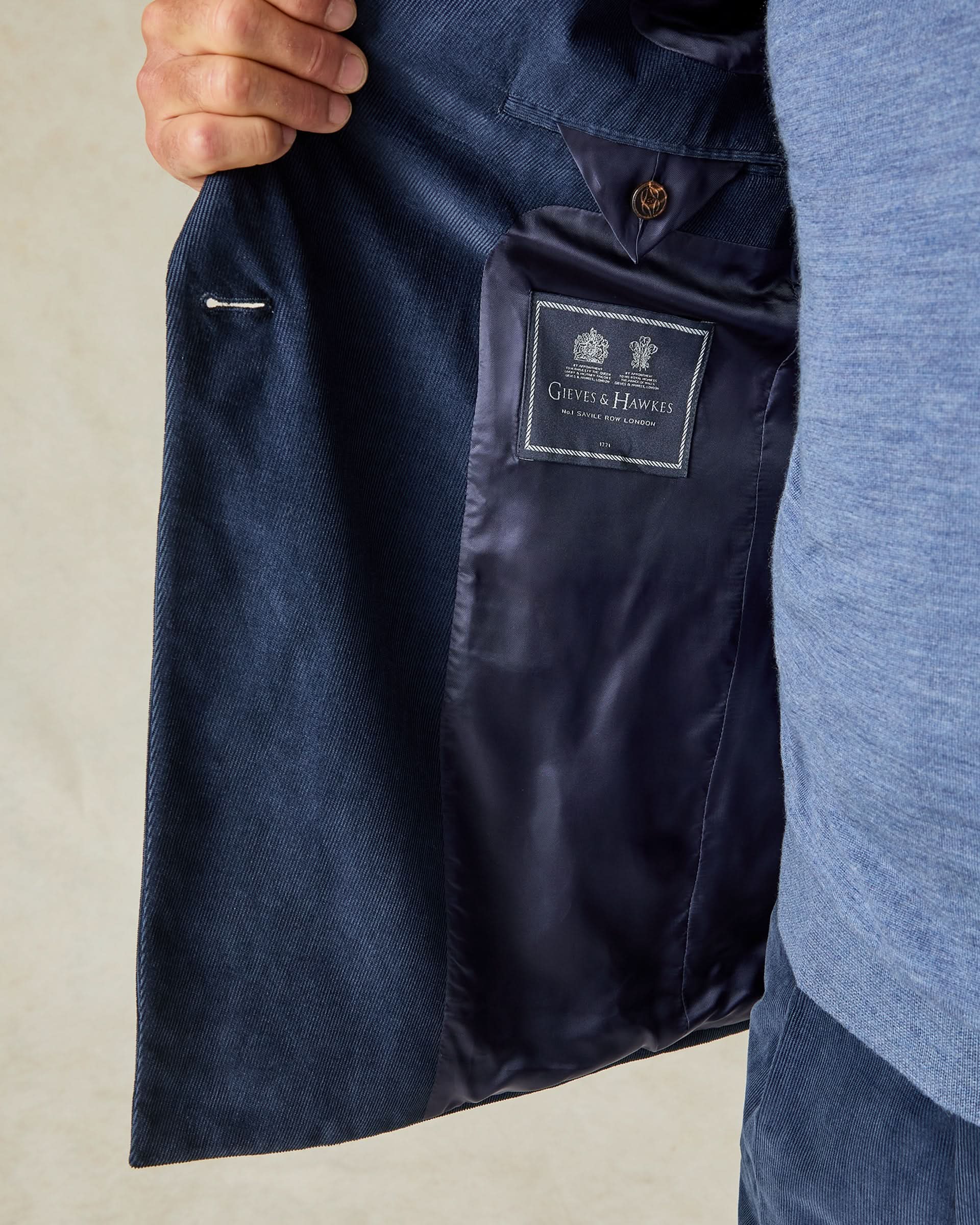 Cavendish Cotton Baby Cord Suit Jacket Navy