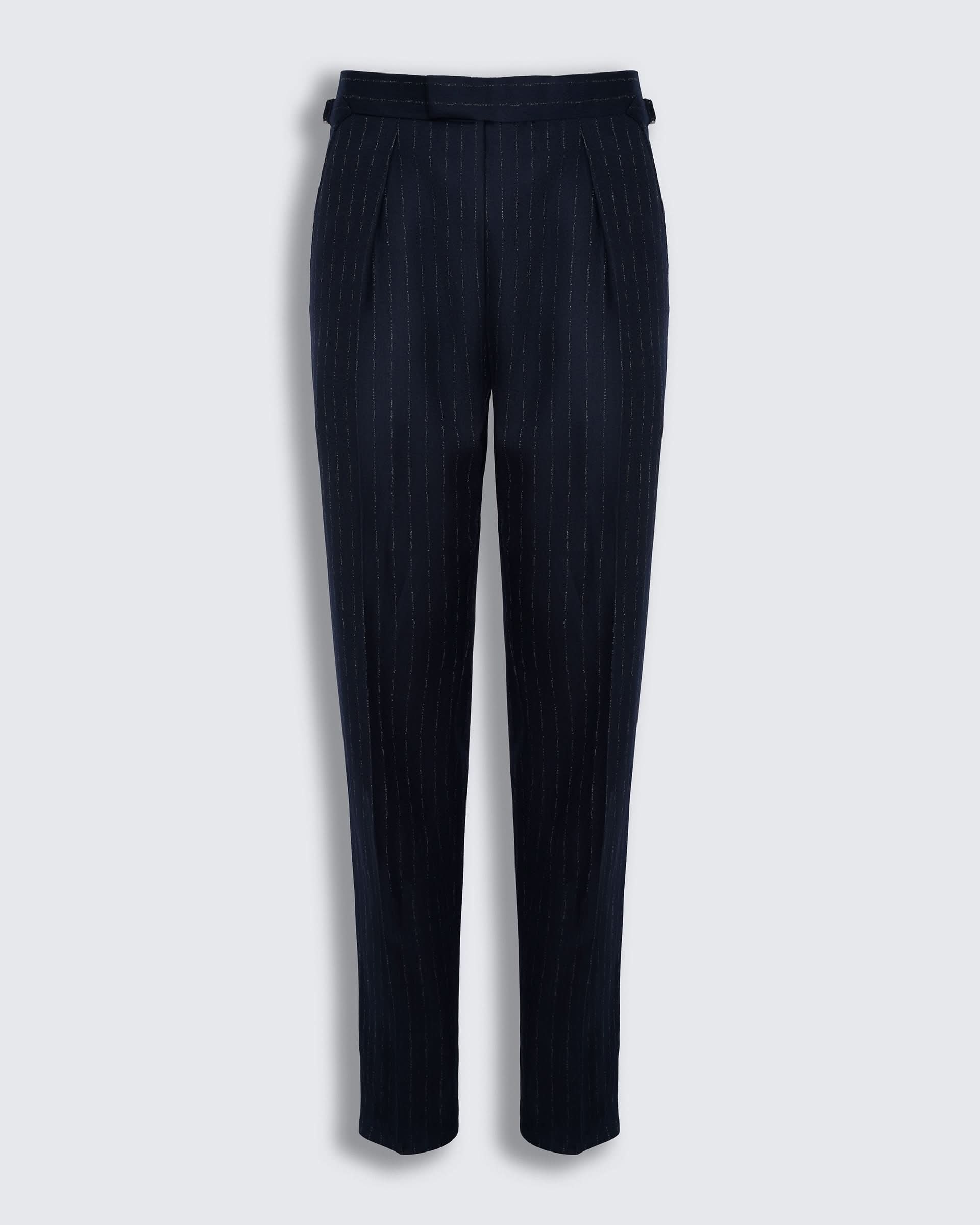 Churchill Wool Cashmere Suit Trouser Navy Morse Code