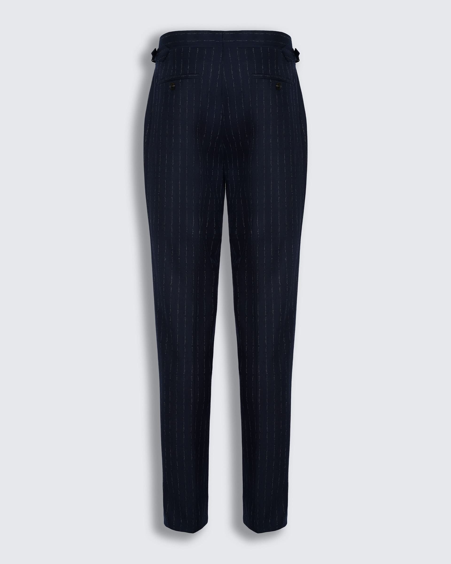 Churchill Wool Cashmere Suit Trouser Navy Morse Code