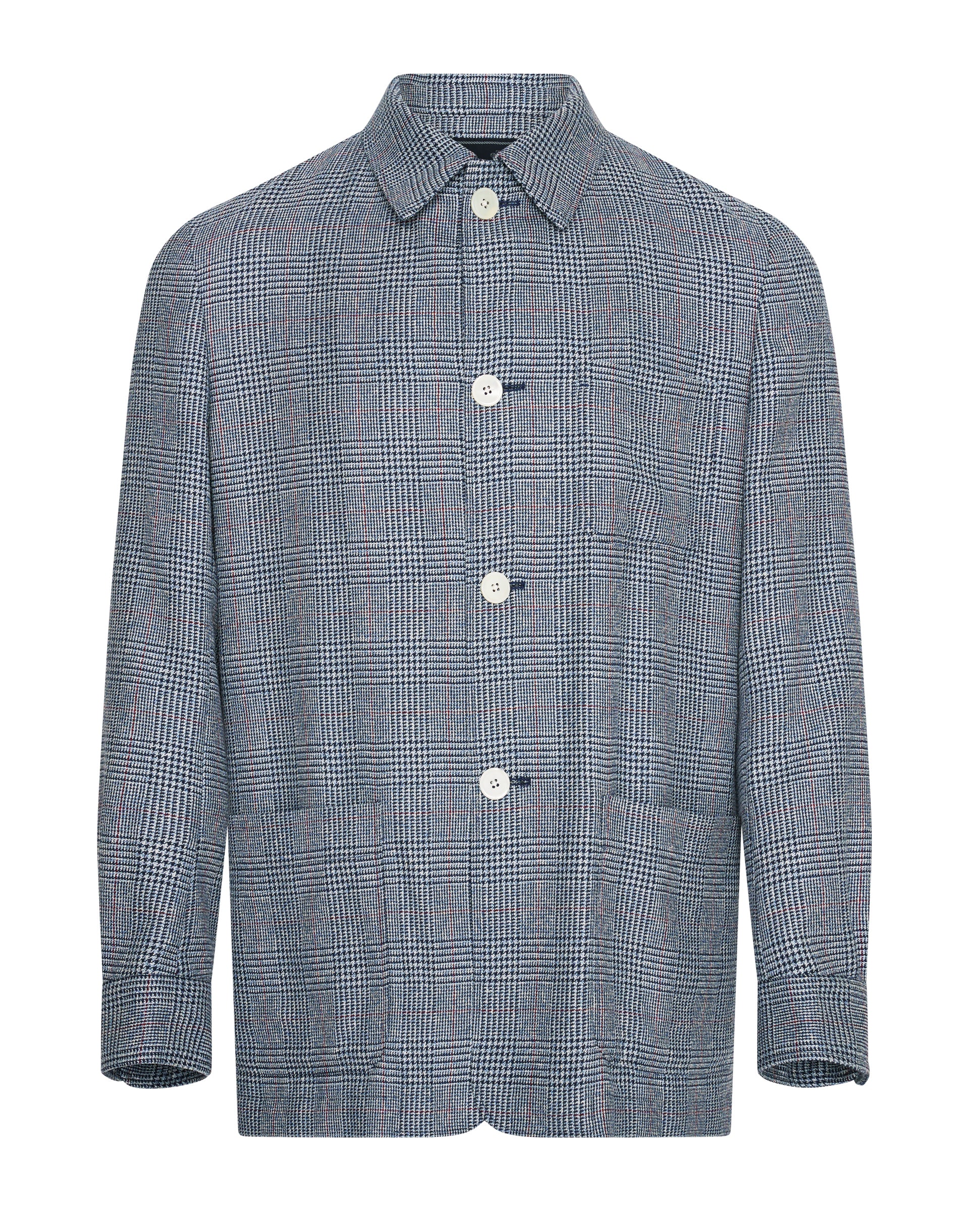 Collins Wool & Silk Checked Shaket Navy
