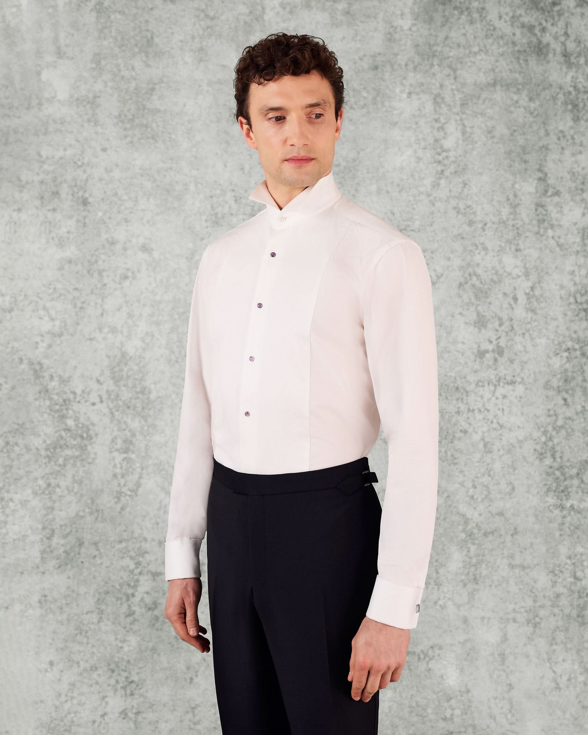 Dalton Double Cuff Wing Tip Collar Dress Shirt White Dalton Double Cuff Wing Tip Collar Dress Shirt White