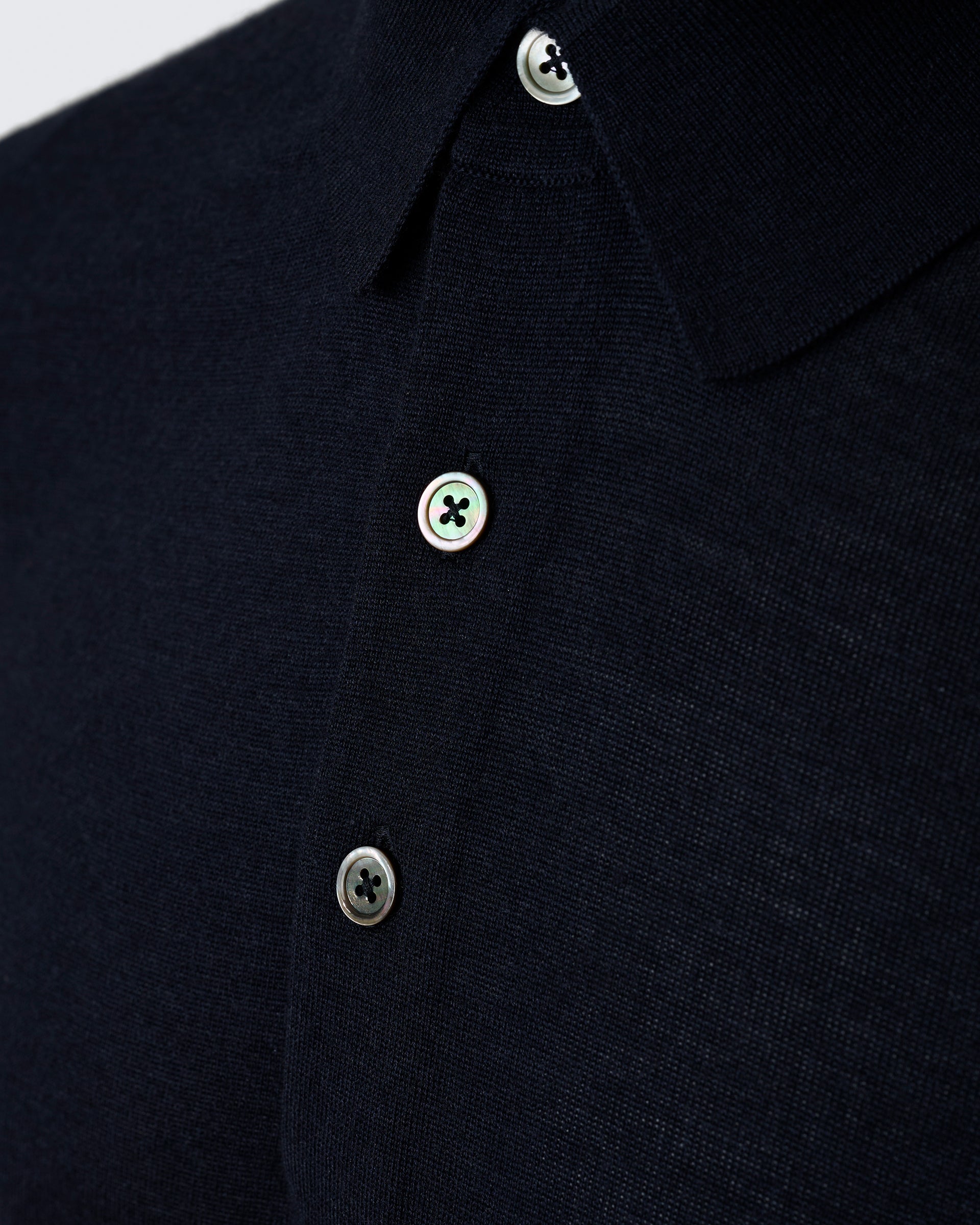 Dicken Merino Wool Silk Cashmere Polo Shirt Navy