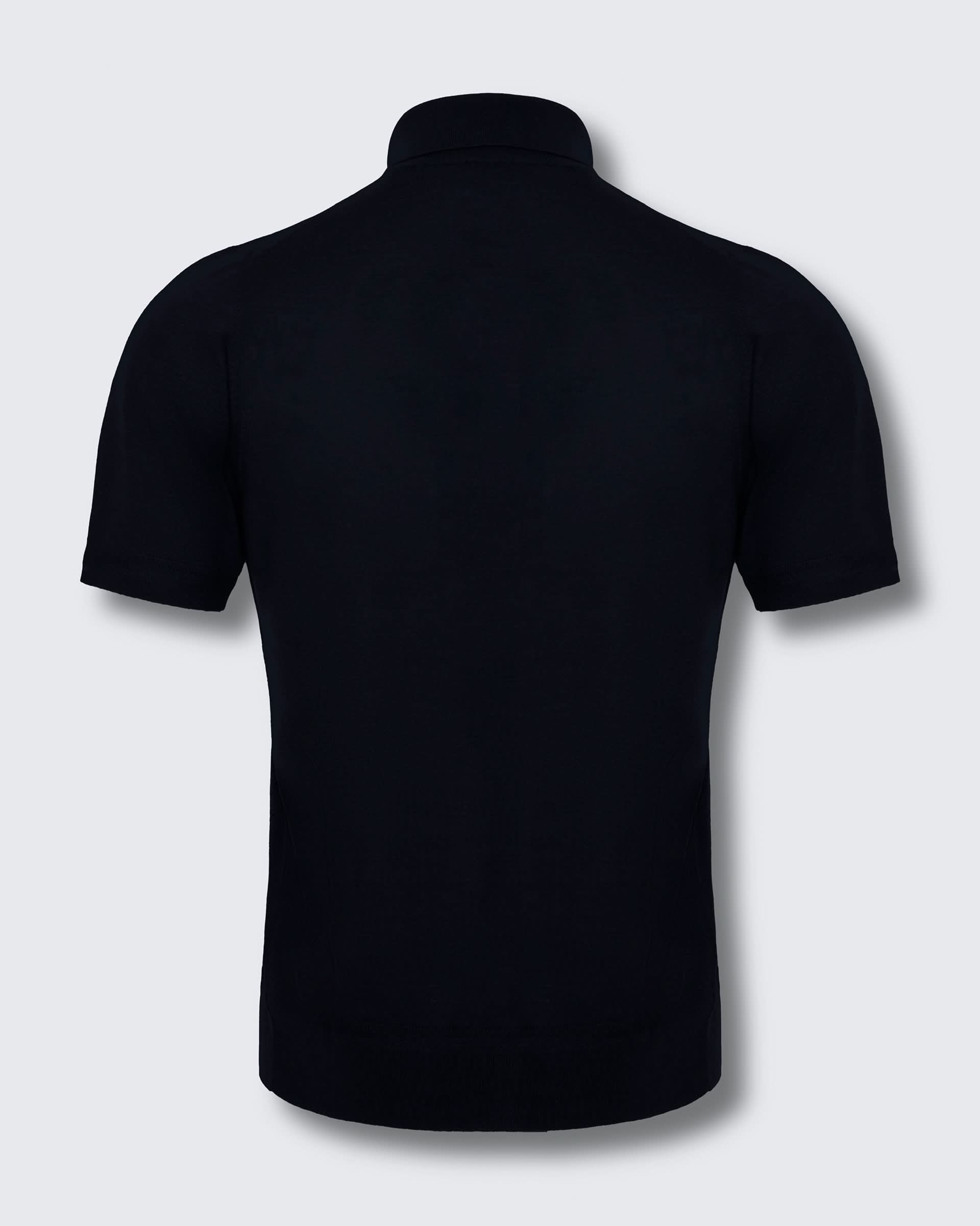 Dicken Merino Wool Silk Cashmere Polo Shirt Navy