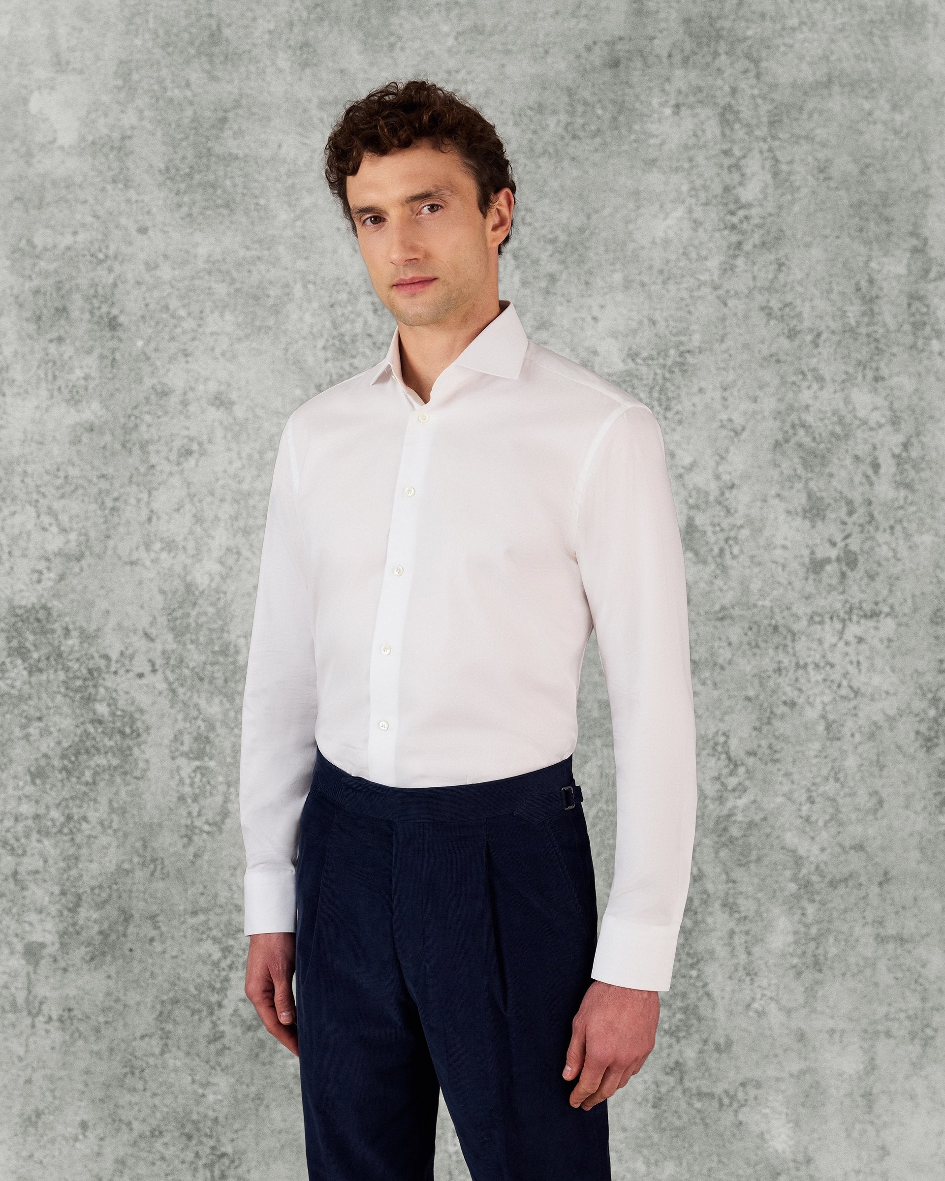 Digby Cotton Twill Single Cuff Shirt White