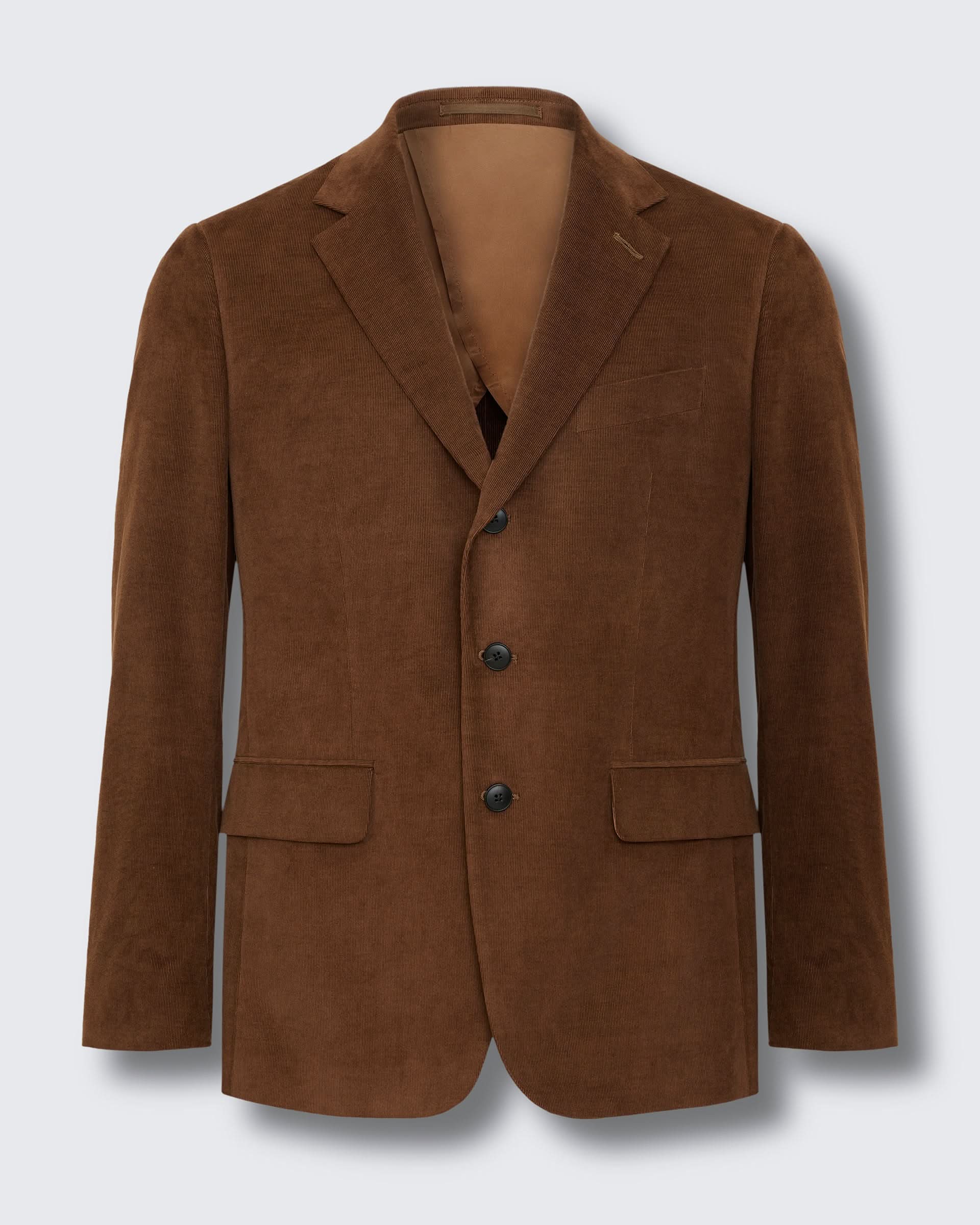 Dodge Cotton Elastane Baby Cord Suit Jacket Brown