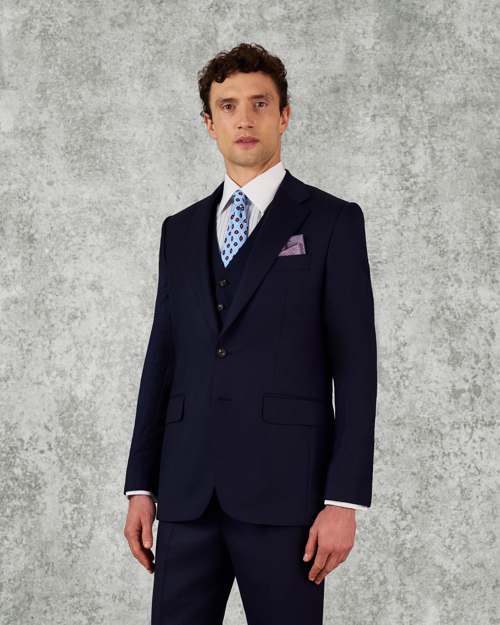 Doughty Virgin Wool Twill Suit Jacket Navy