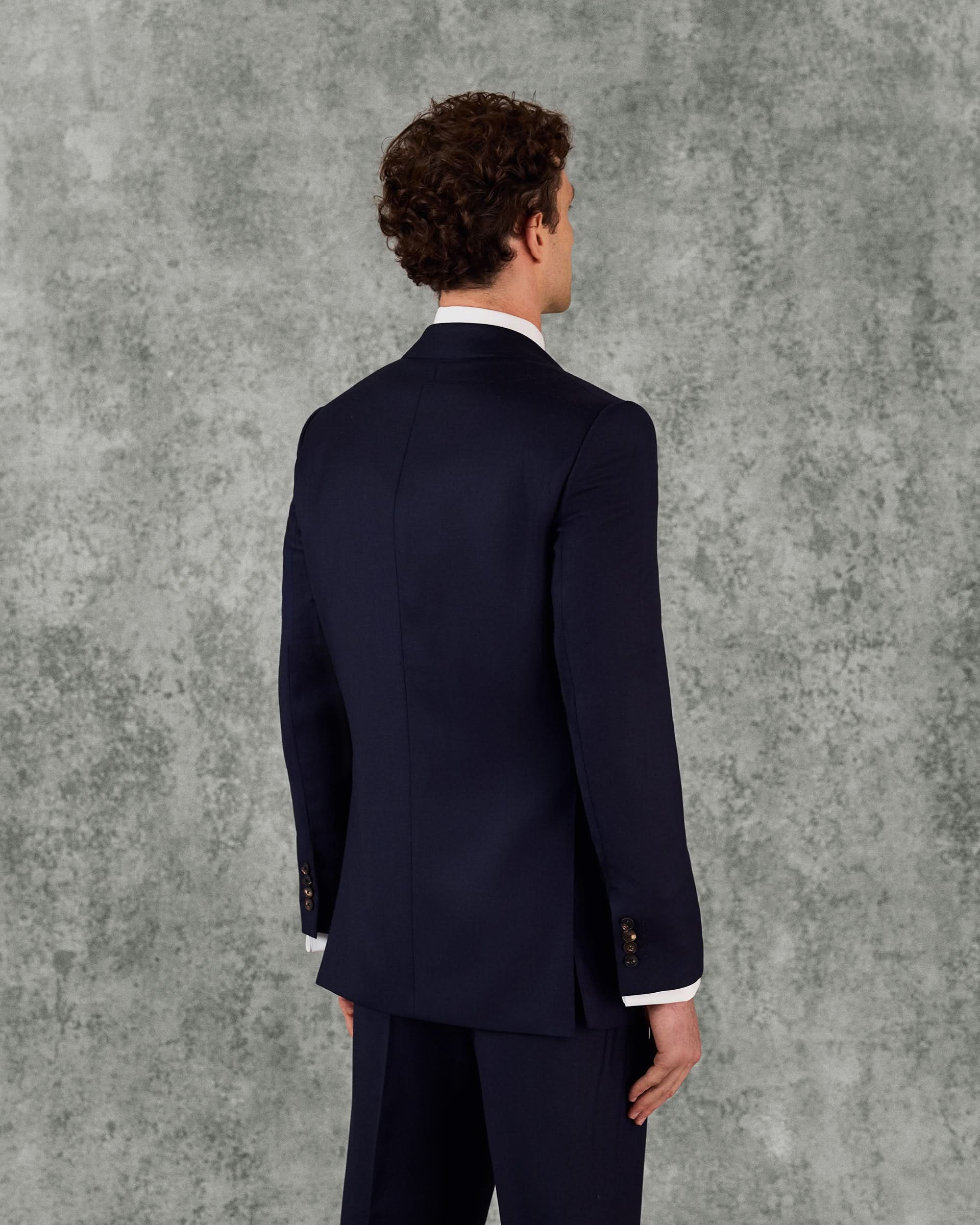 Doughty Wool Single Breasted Suit Jacket Navy