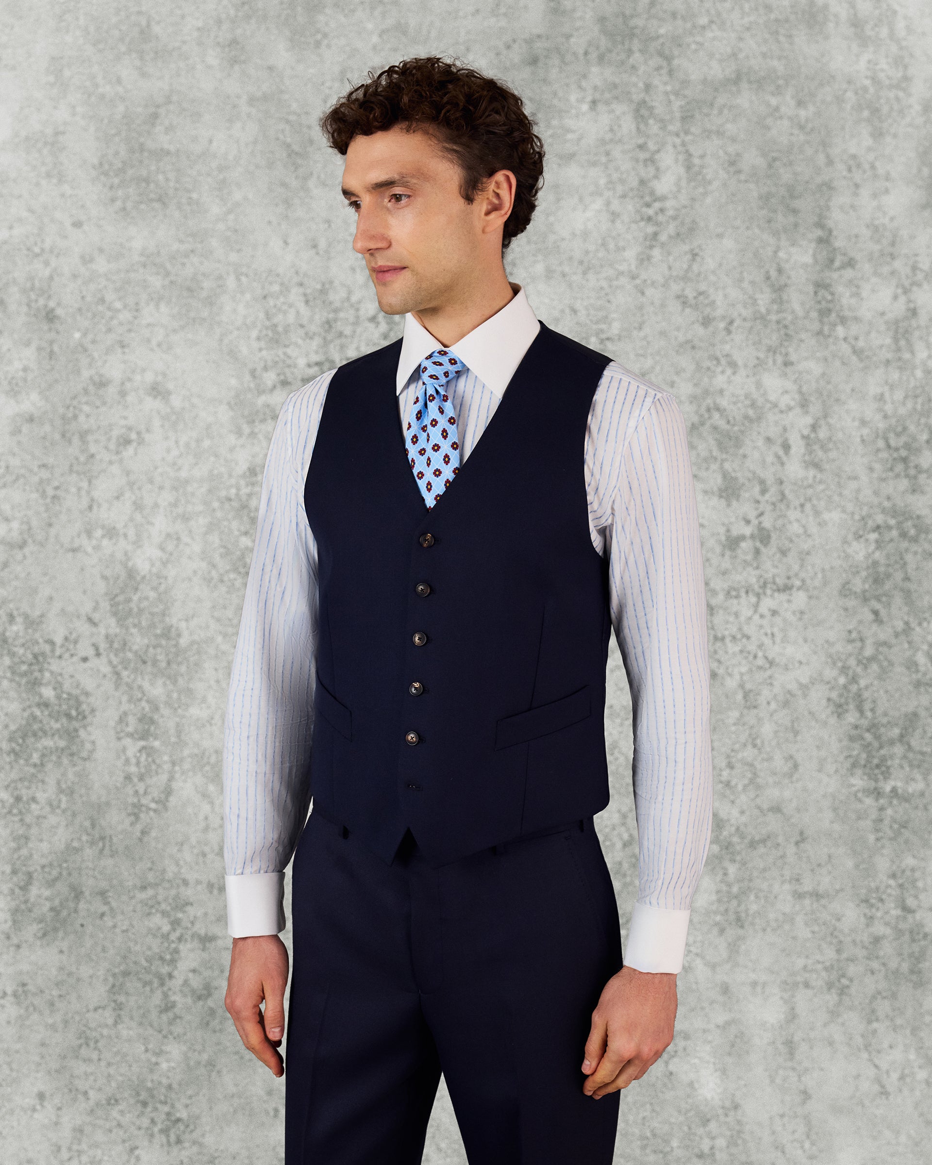 Doughty Wool Twill Suit Waistcoat Navy