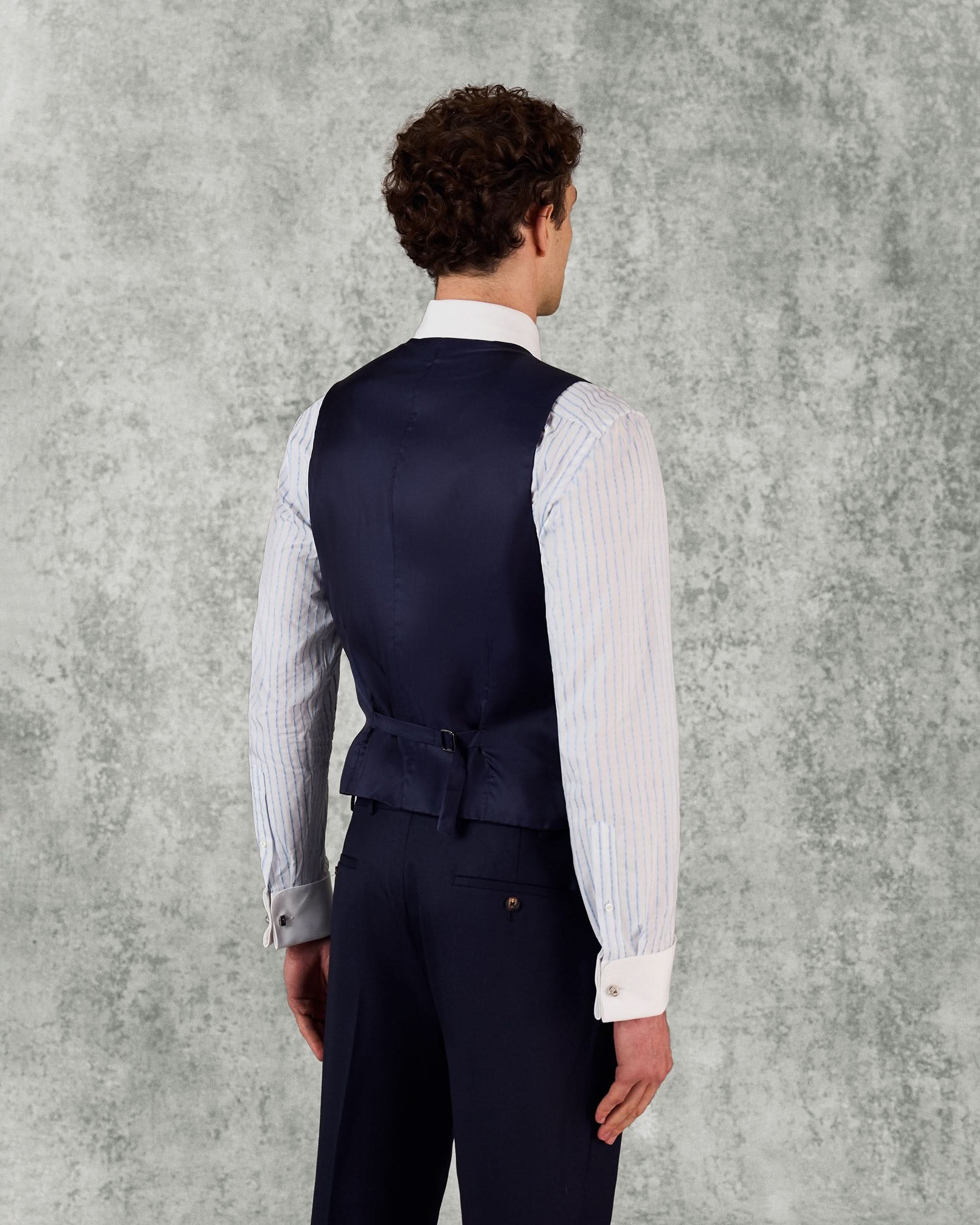 Doughty Wool Twill Suit Waistcoat Navy
