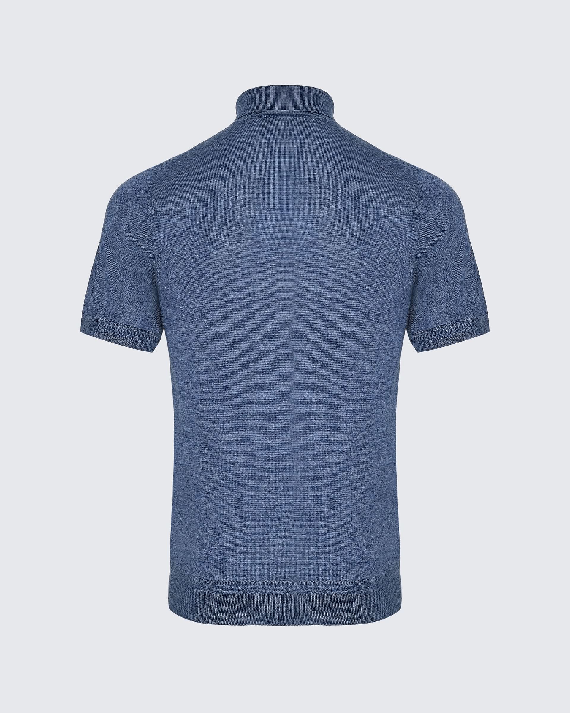 Dicken Merino Wool Silk Cashmere Polo Shirt Light Blue