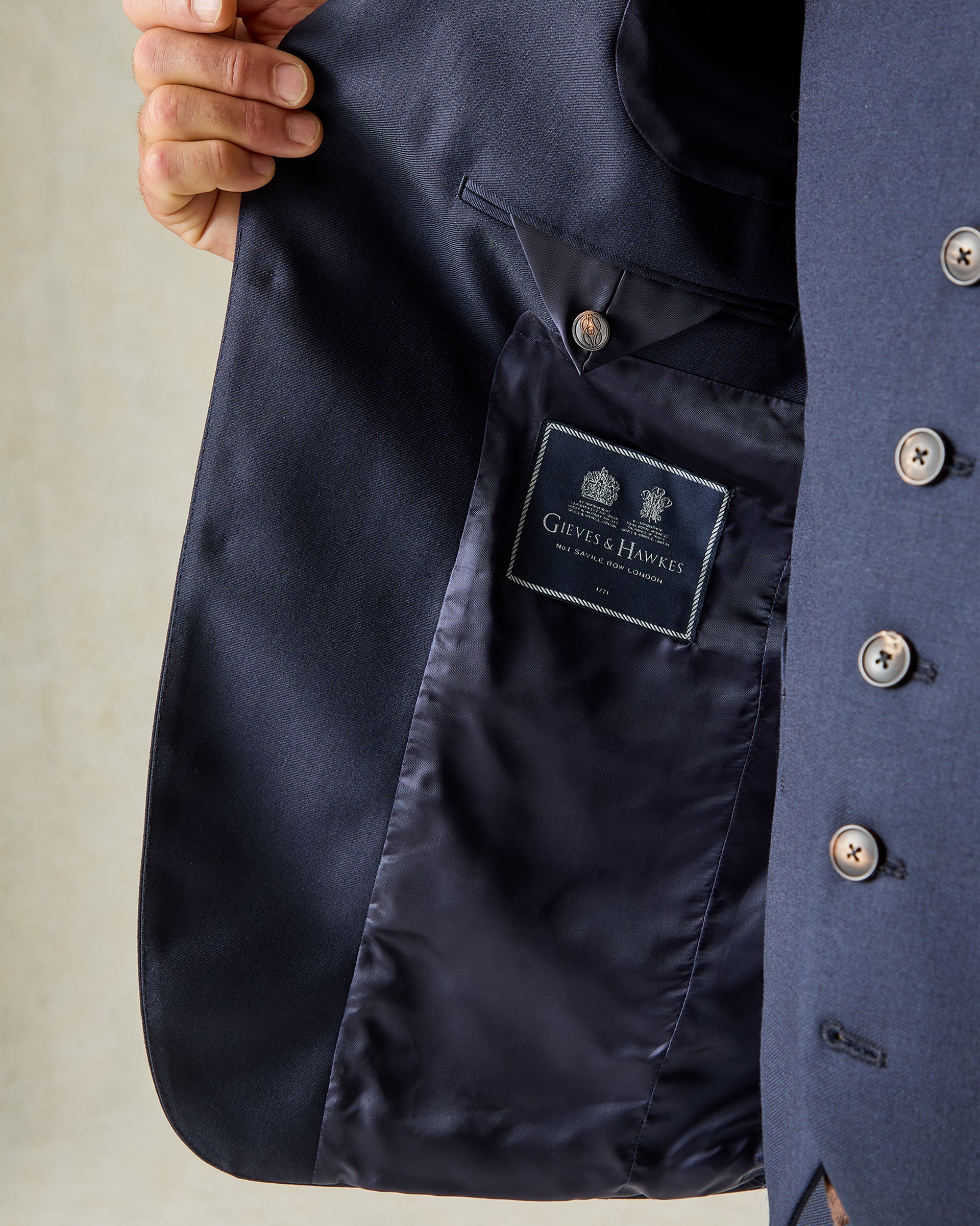 Doughty Virgin Wool Twill Suit Jacket Navy