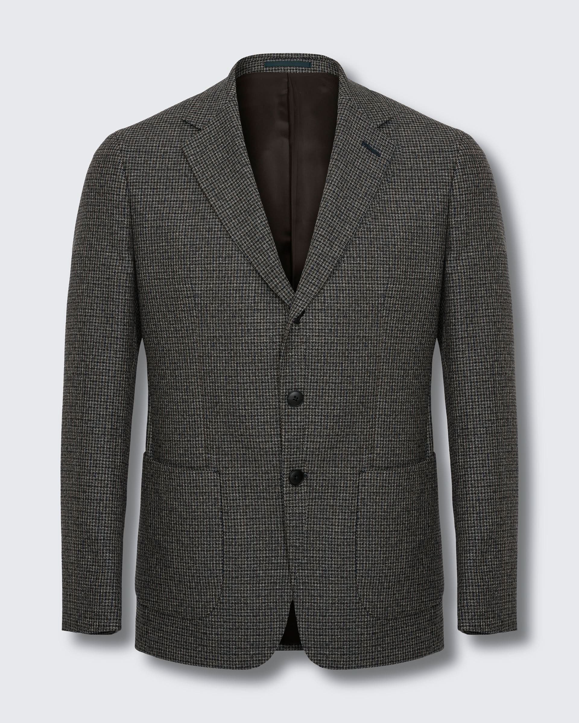 Evans Virgin Wool Brown Shepherd Check Blazer