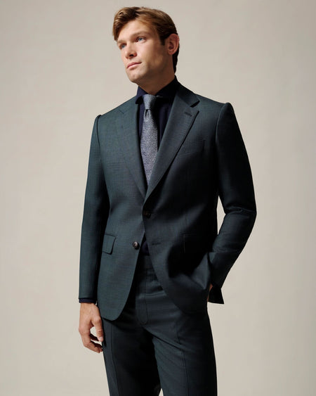 Ewan Check Virgin Wool Suit Jacket Green