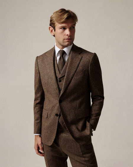 Newton Donegal Lambswool Suit Jacket Brown